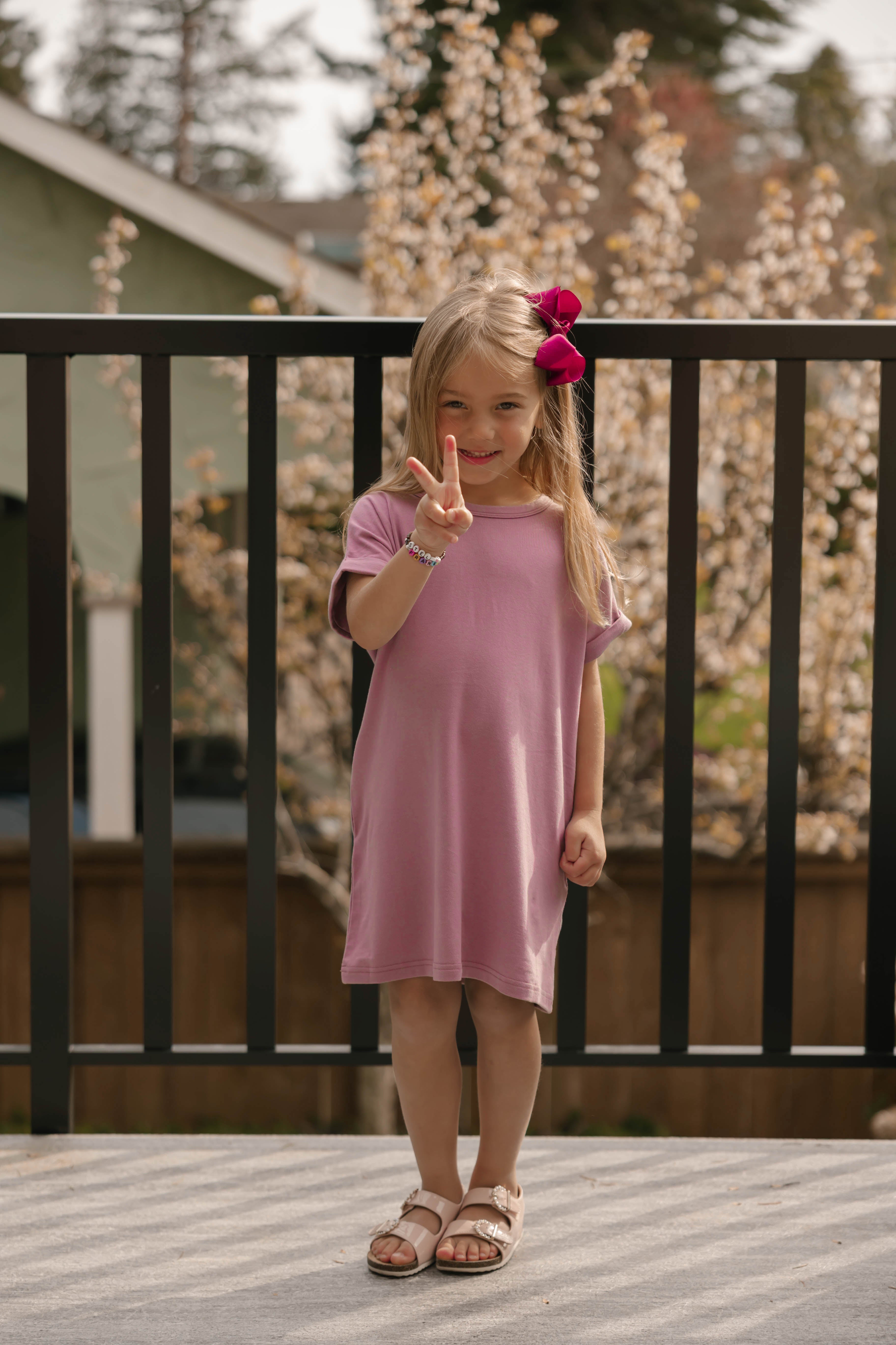 Kids Fresh Shift Mini Dress in Ginger Mauve