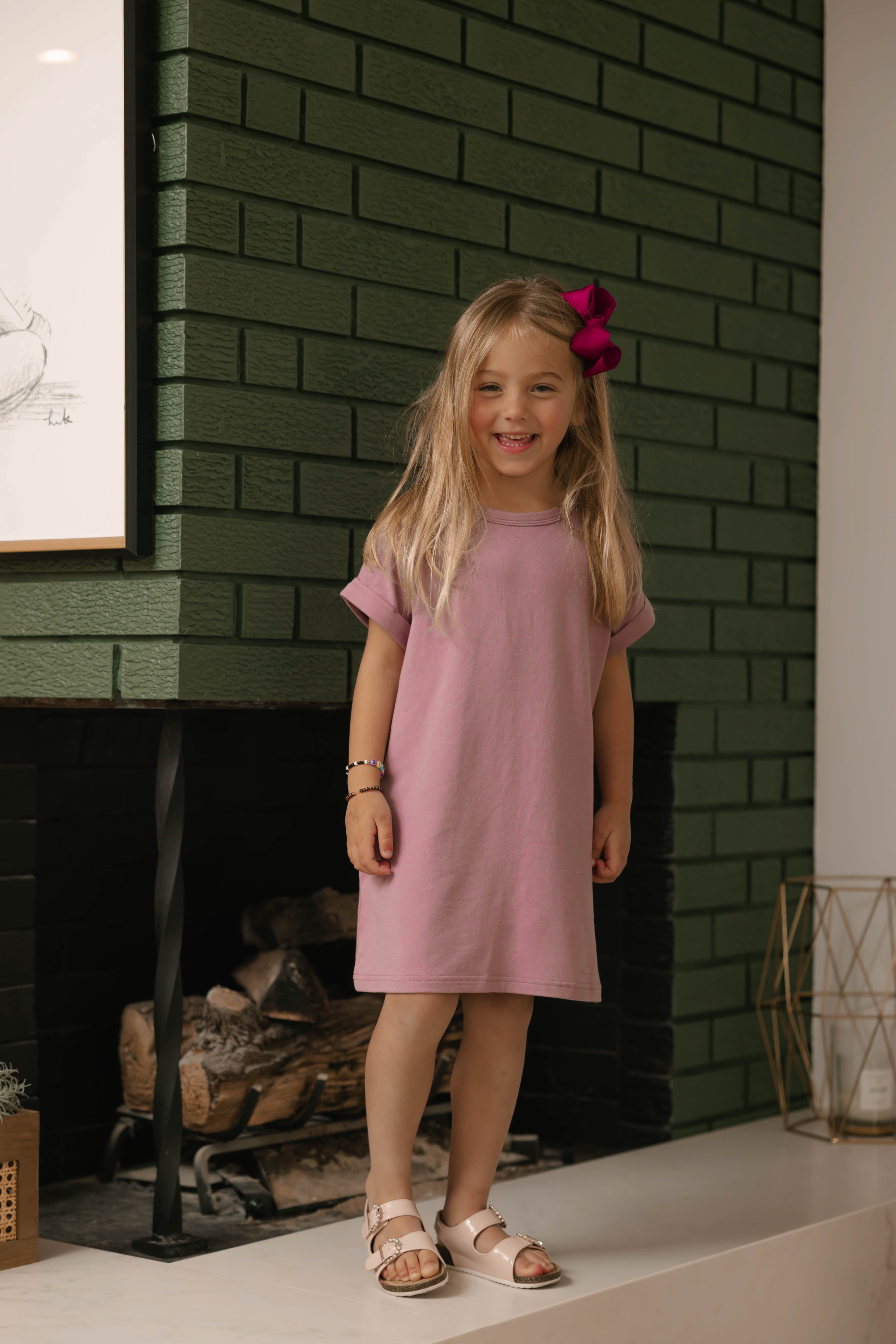 Kids Fresh Shift Mini Dress in Ginger Mauve