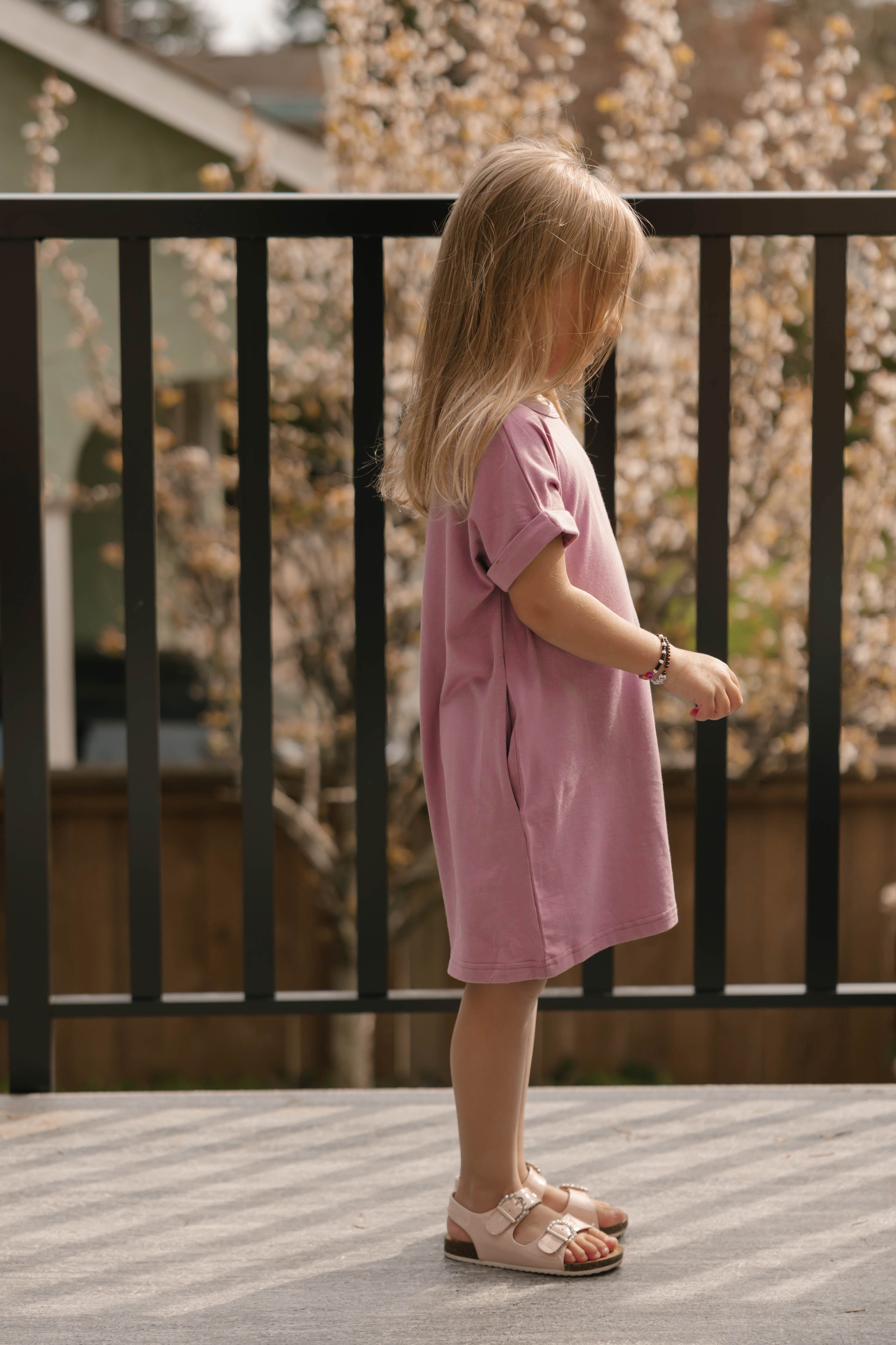 Kids Fresh Shift Mini Dress in Ginger Mauve