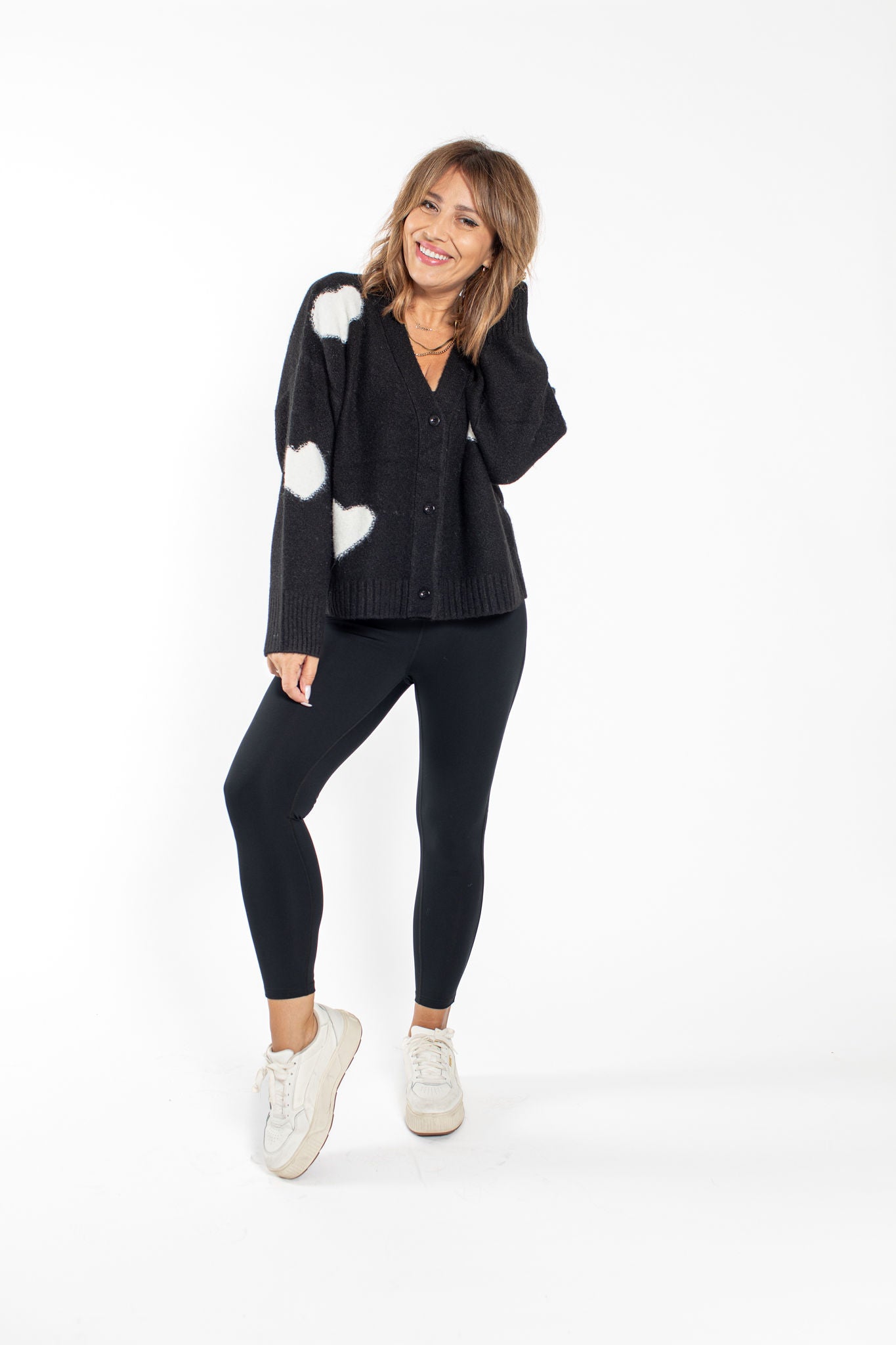 Eloise Heart Cardigan in Black Combo – Smash + Tess