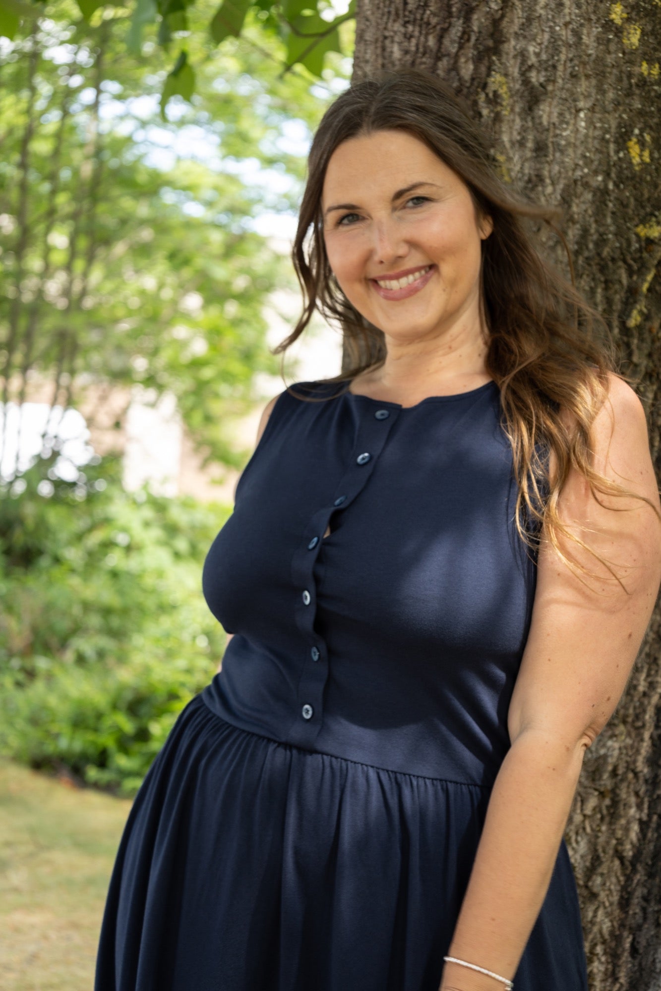 Finley Midi Dress in Navy