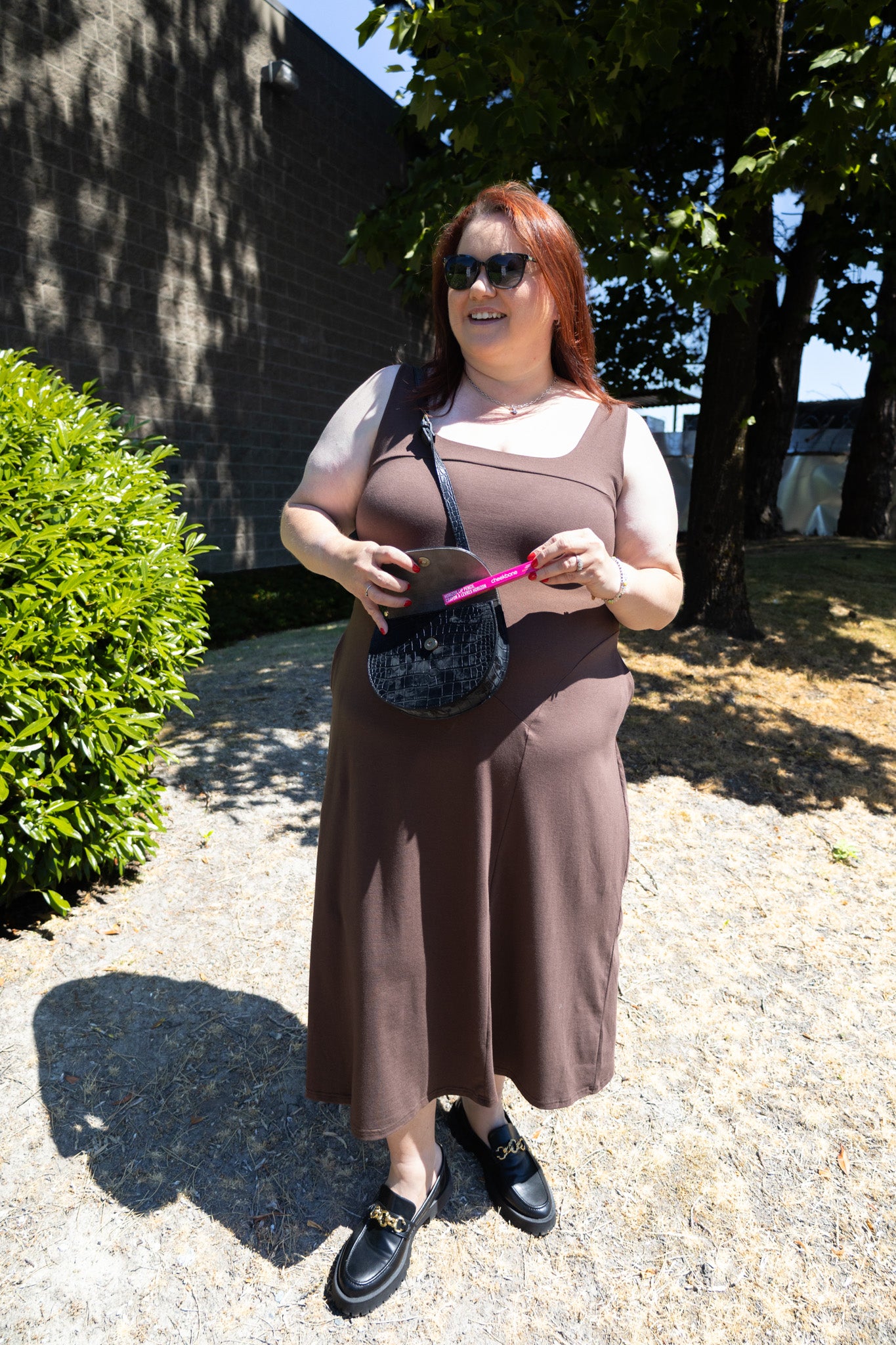 Jenna Midi Dress in Chocolate