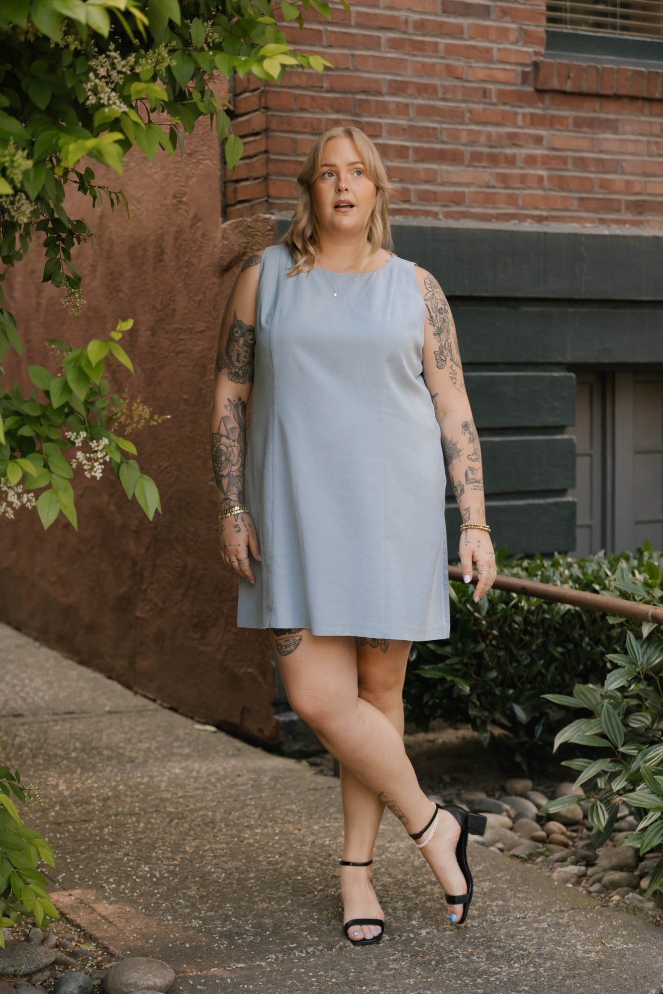 Aaliyah Mini Dress in Dusty Blue