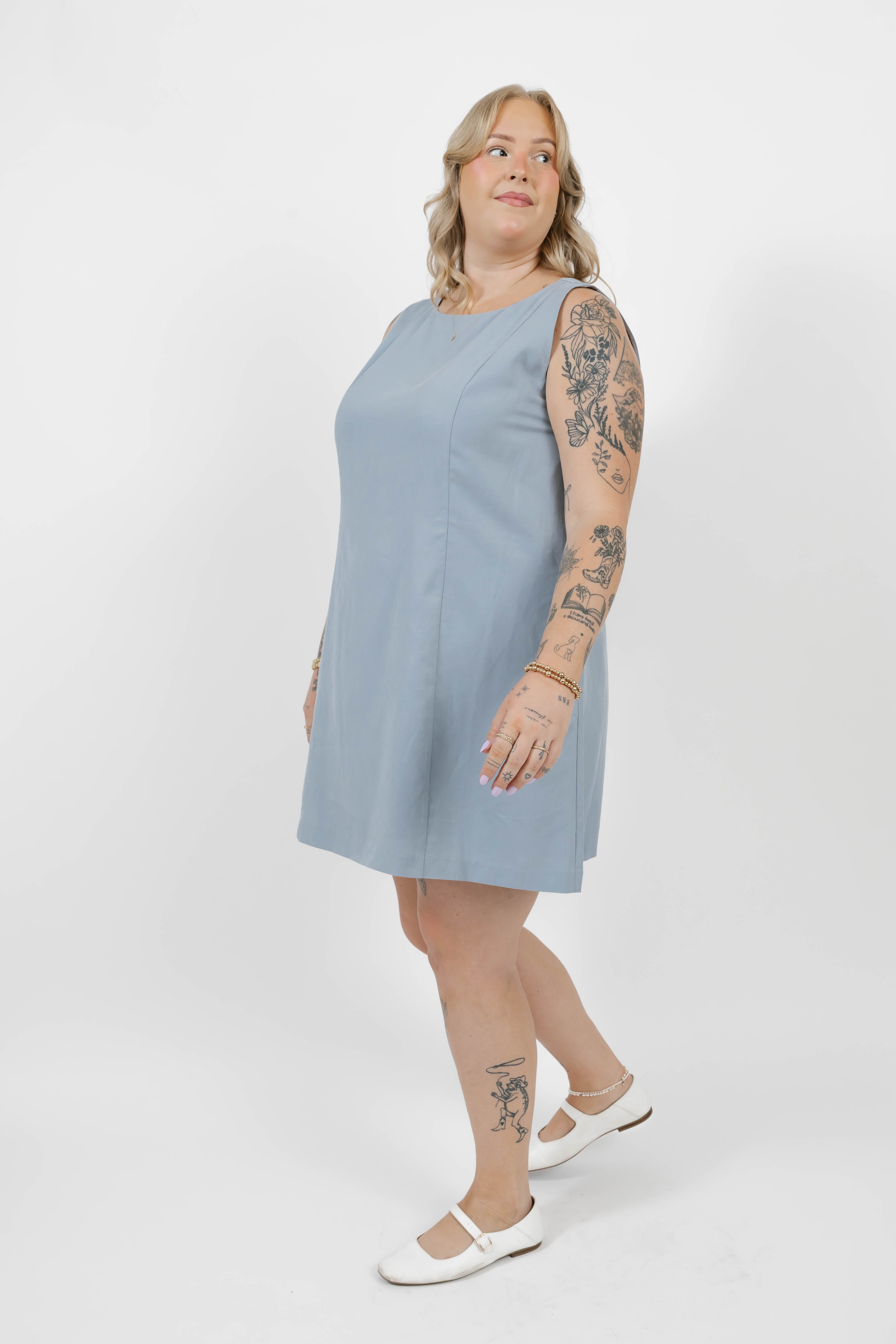 Aaliyah Mini Dress in Dusty Blue