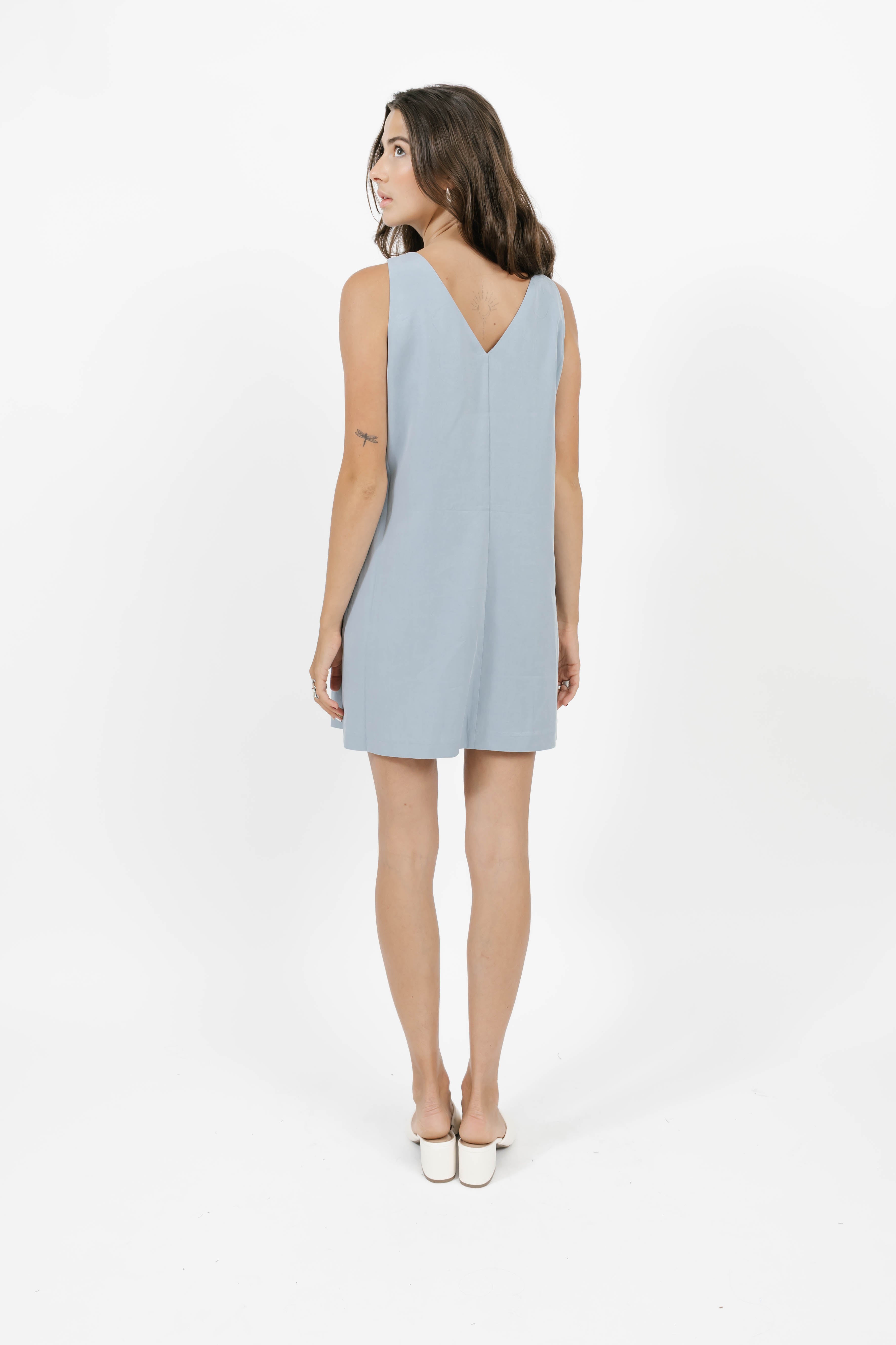 Aaliyah Mini Dress in Dusty Blue