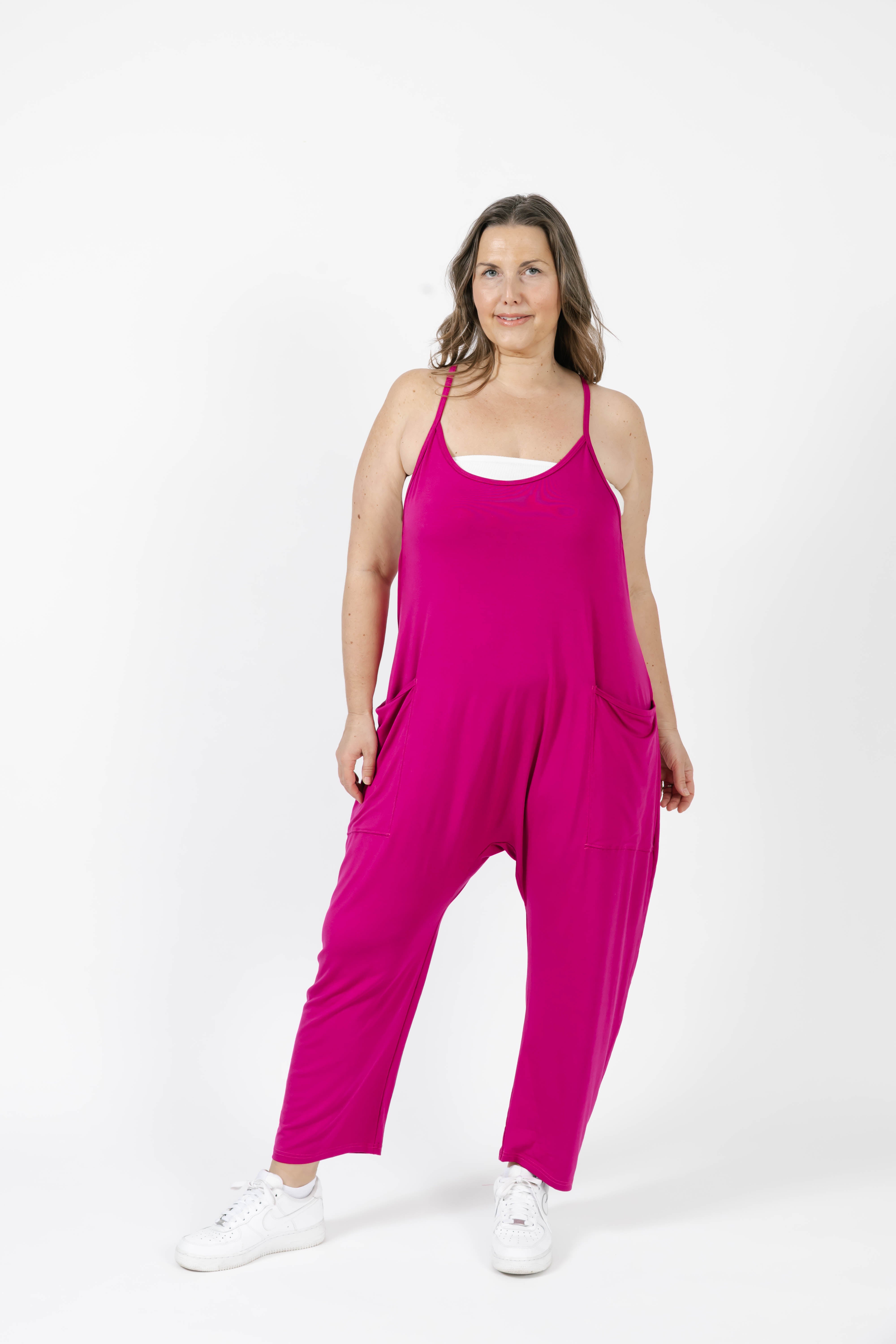 Abigael Romper in Berry Pink