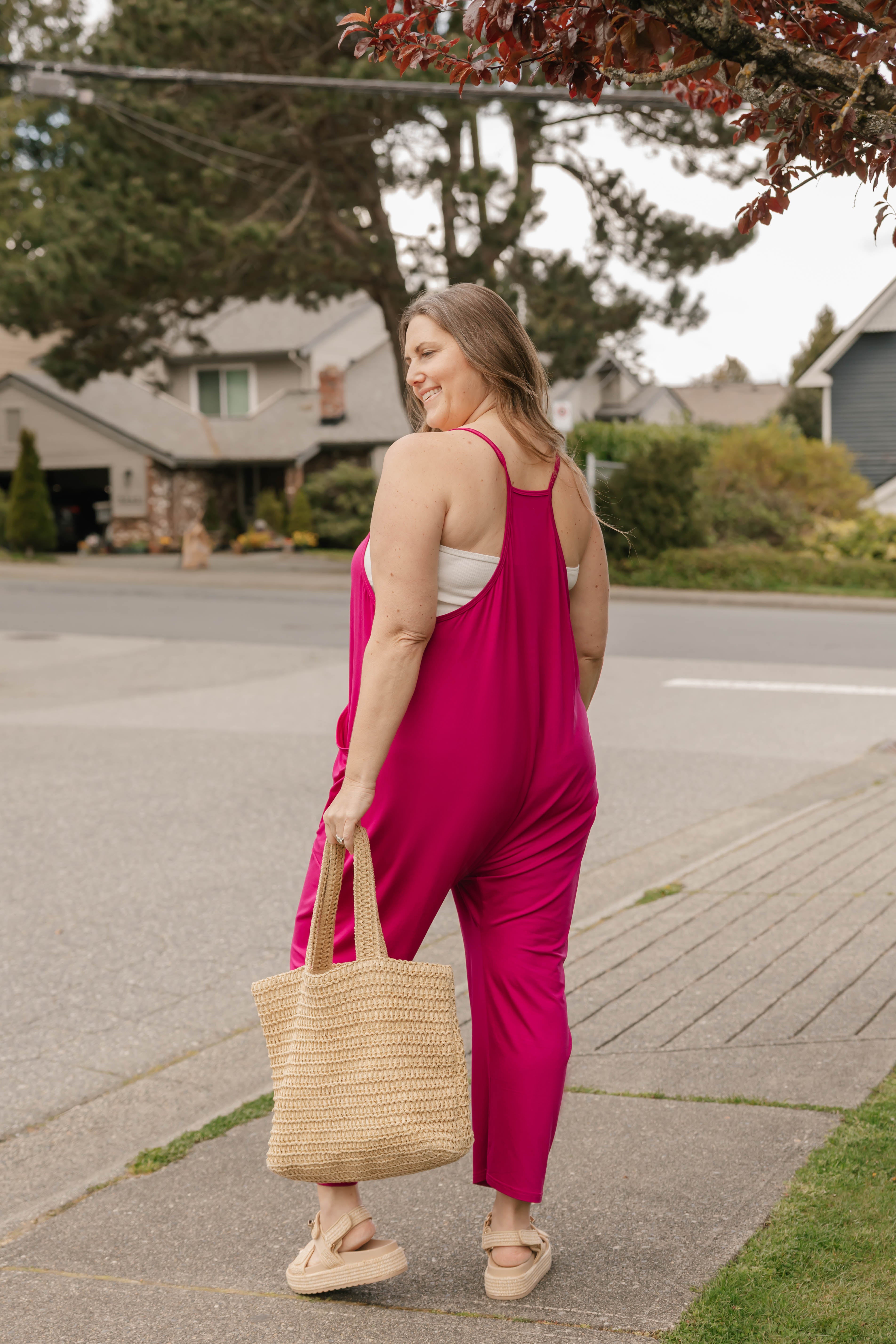Abigael Romper in Berry Pink