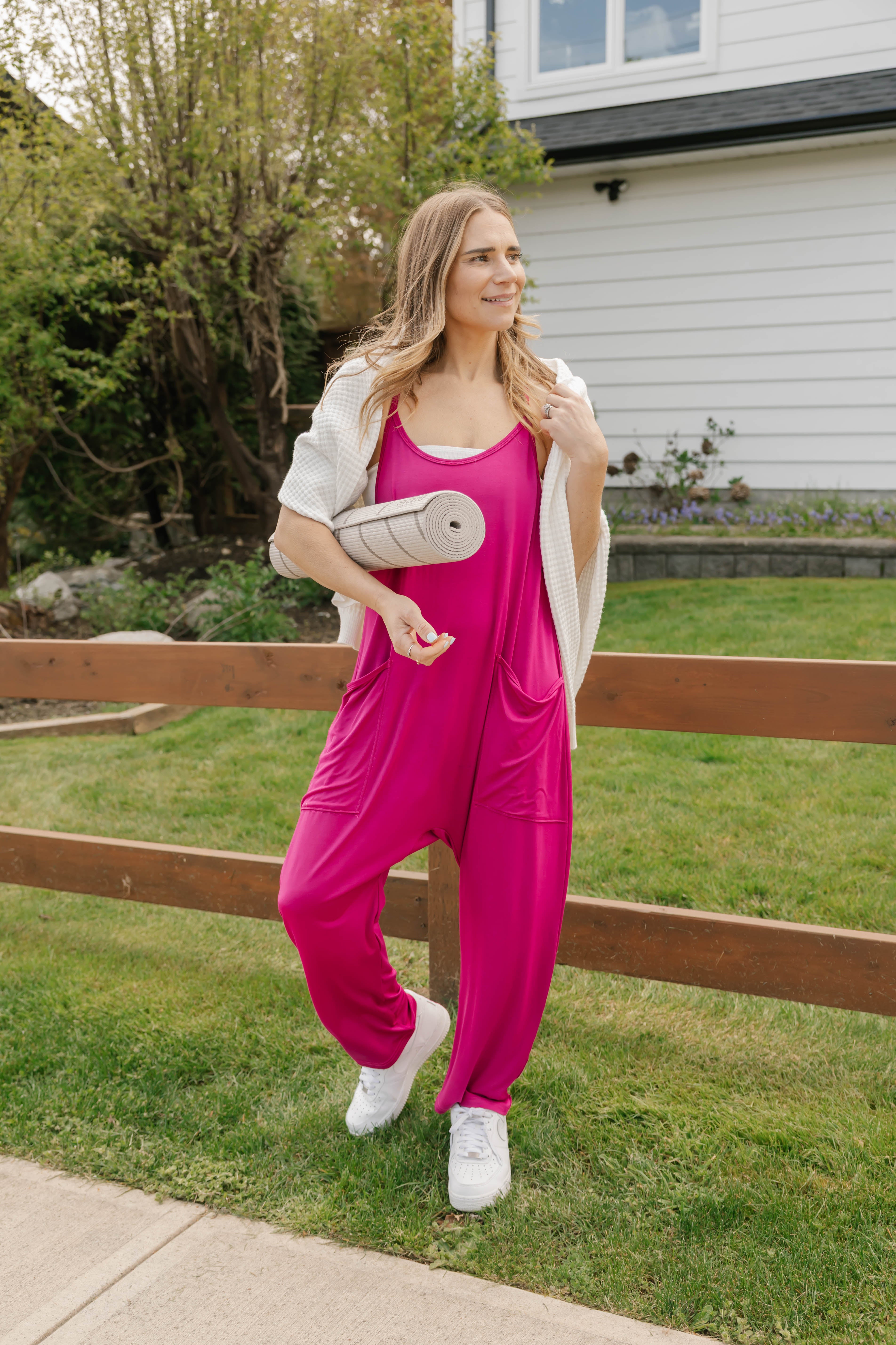 Abigael Romper in Berry Pink