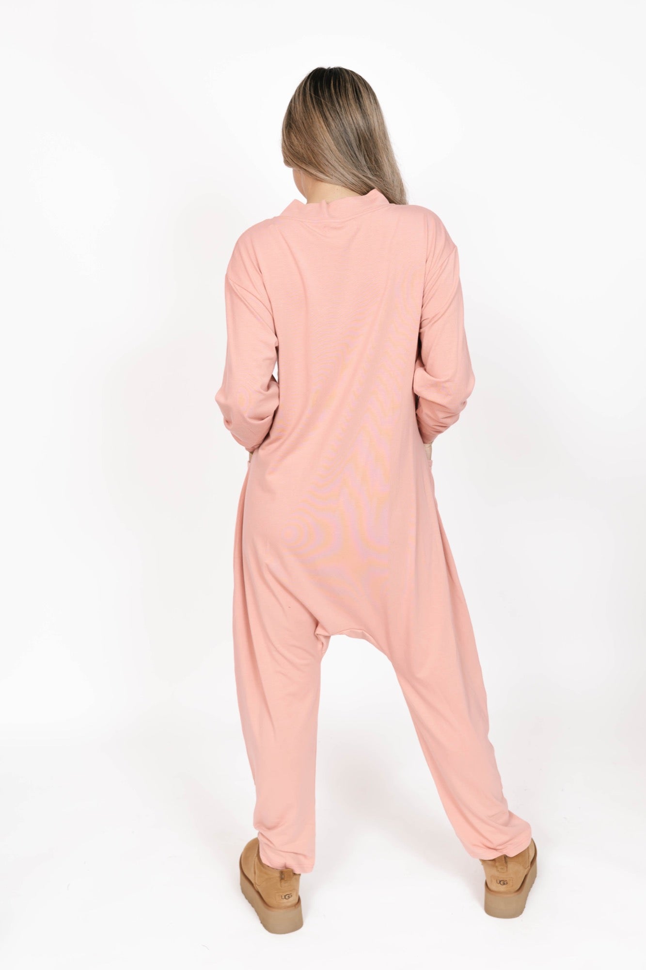 Abigael Long Sleeve Romper in French Rose