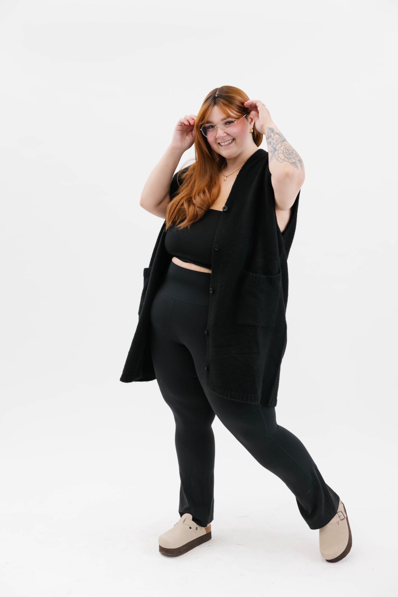 Adeline Sleeveless Cardigan in Midnight Black