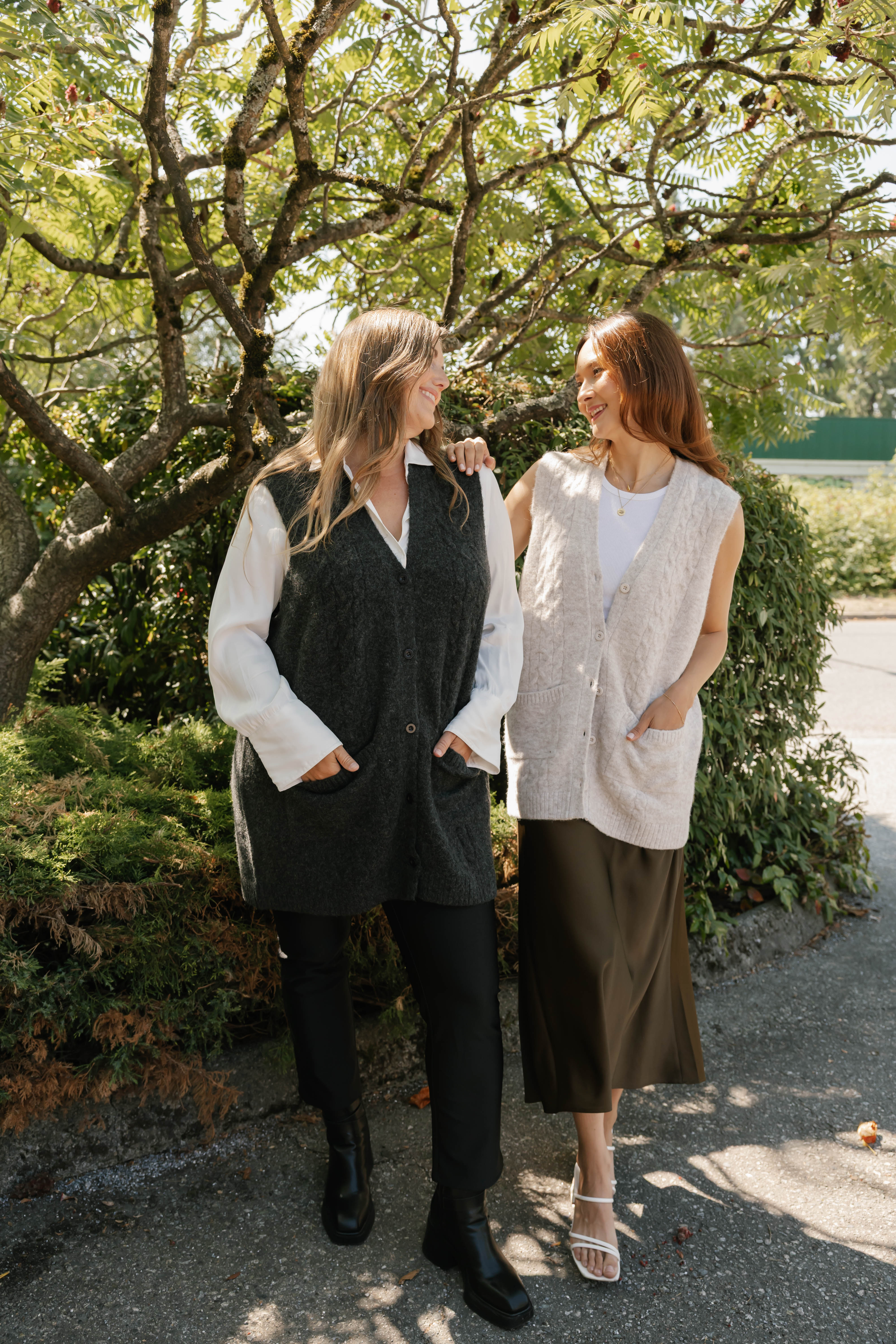 Adeline Cable Vest in Dark Charcoal