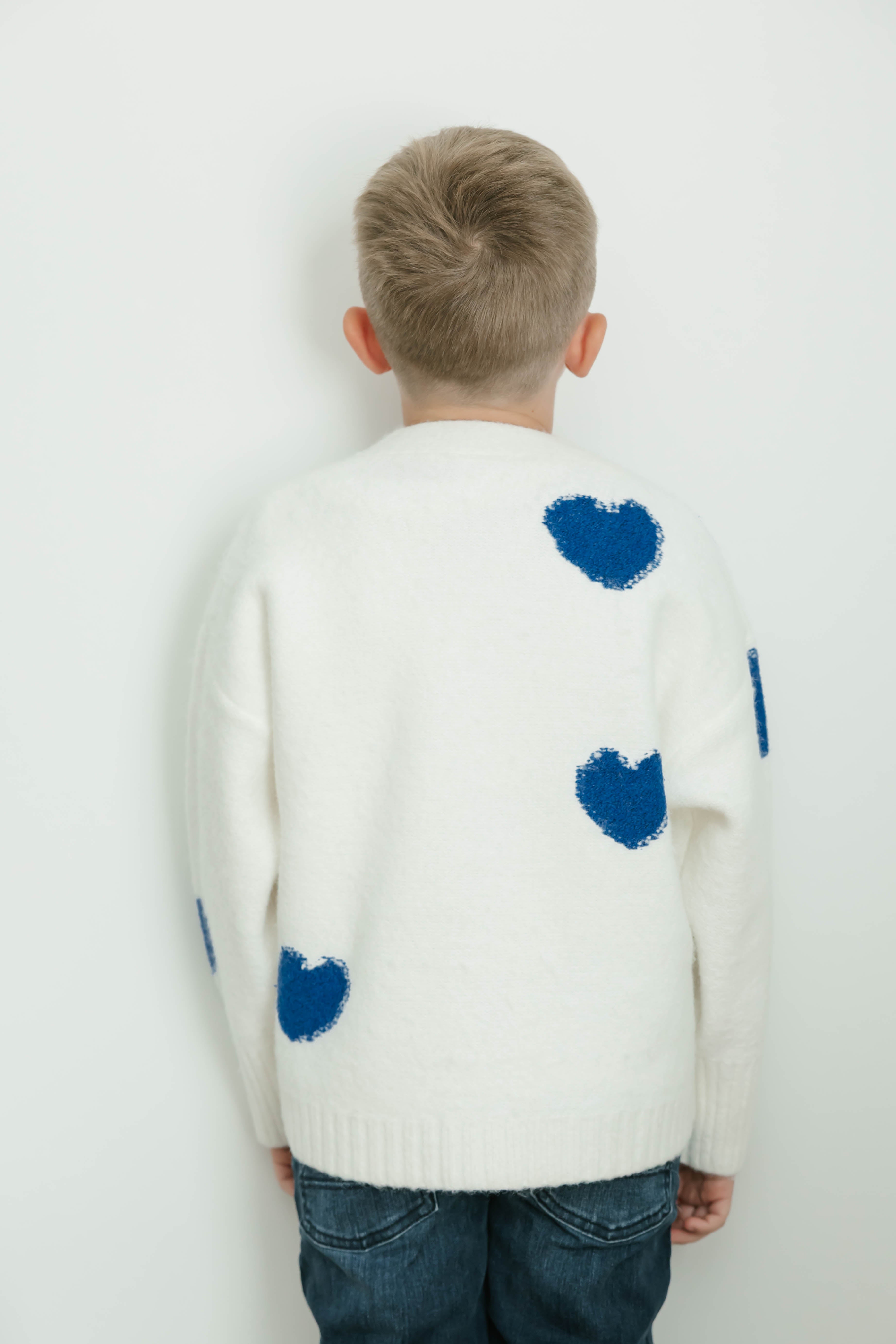 Kids Adora Cardigan in Cream/Blue Combo