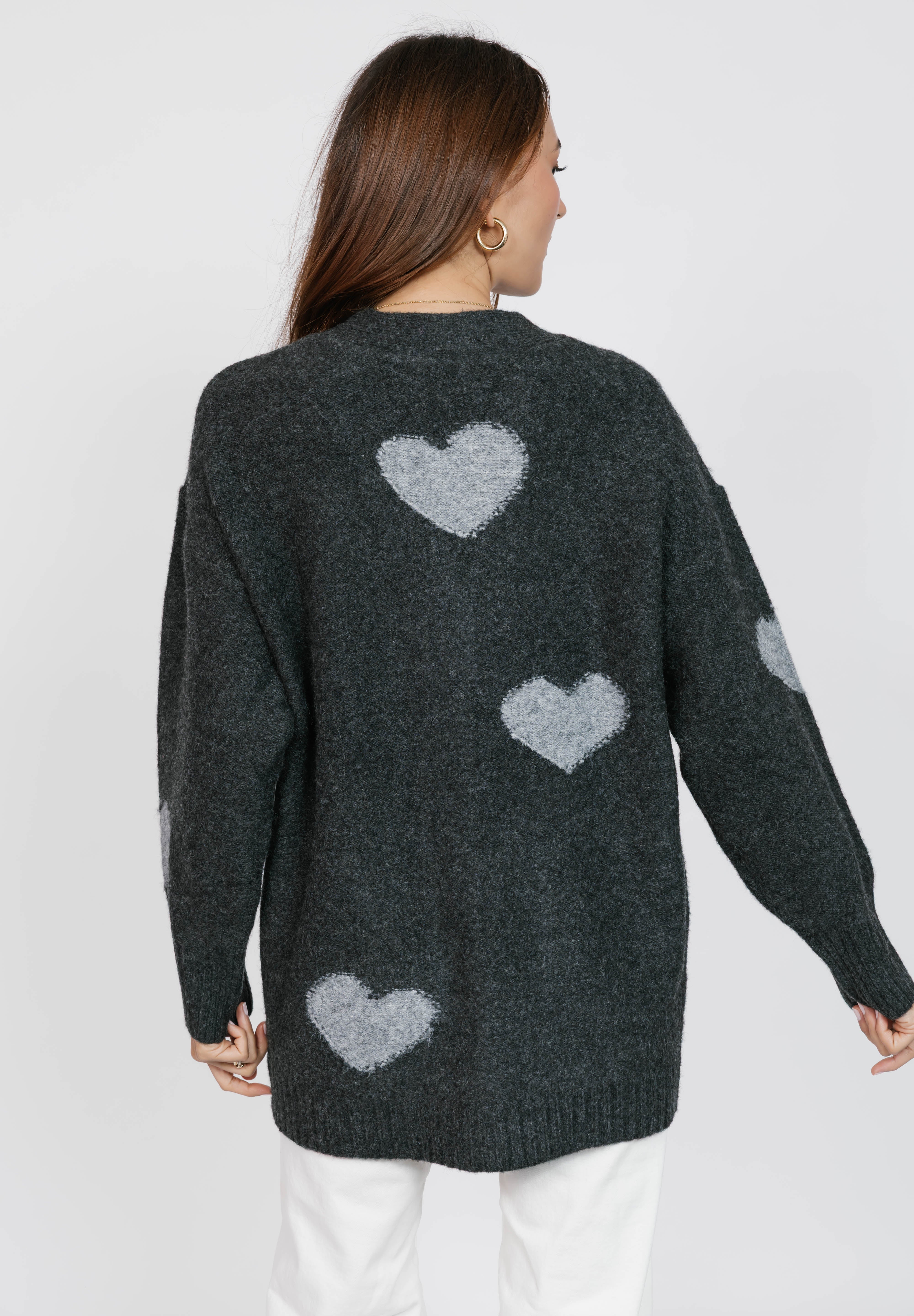 Adora Cardigan in Dark Charcoal/Grey Combo