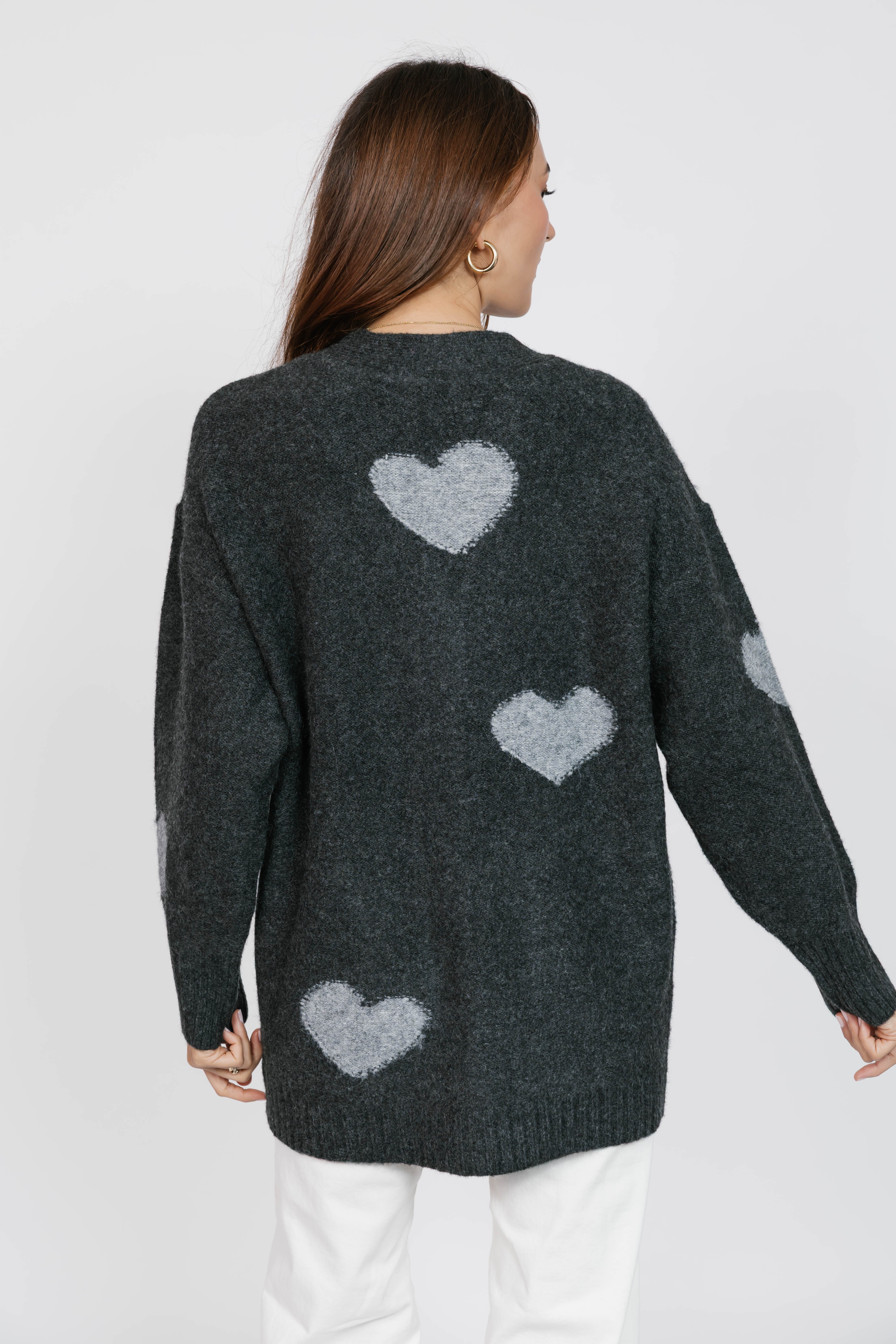 Adora Cardigan in Dark Charcoal/Grey Combo