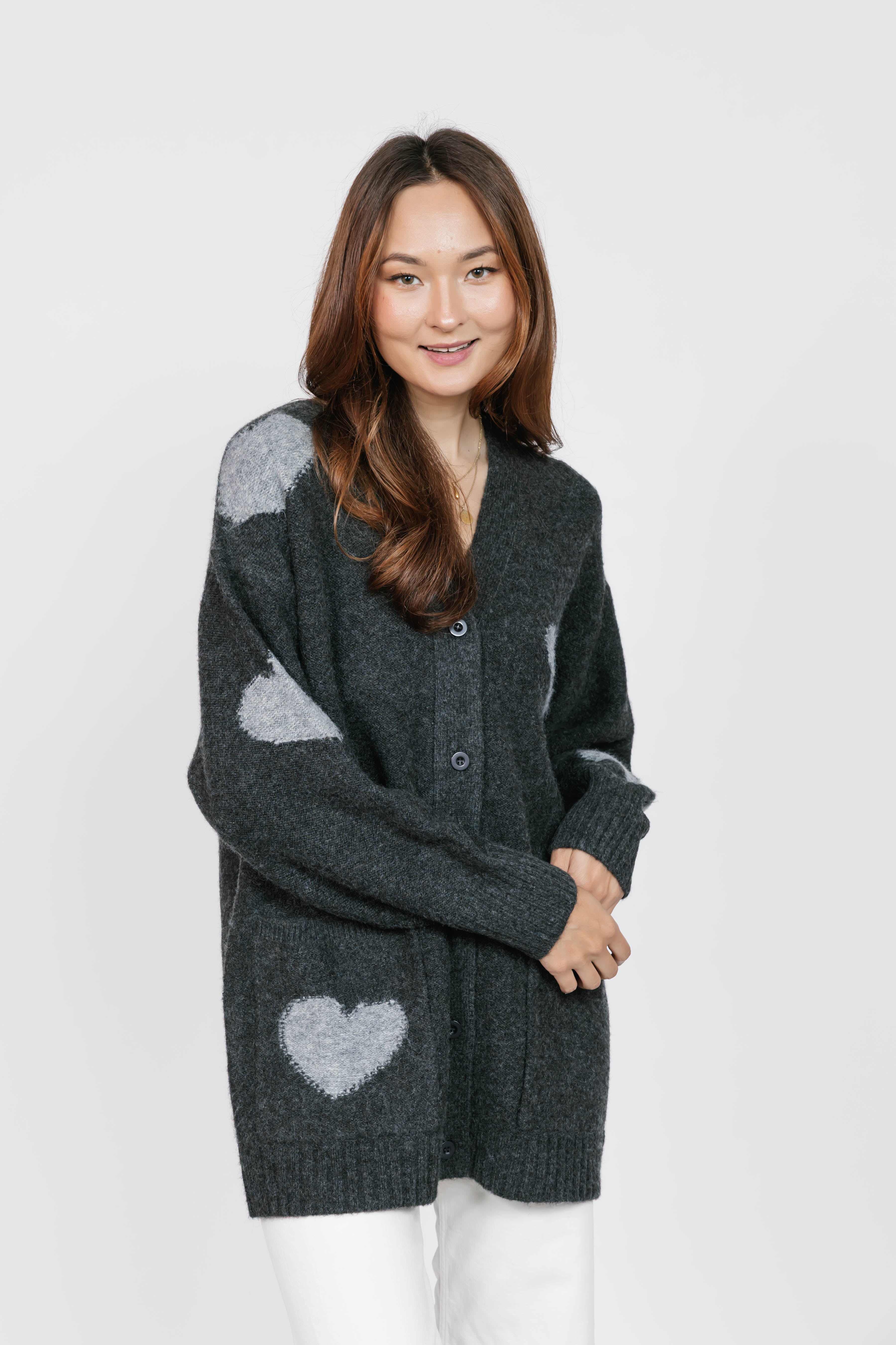 Adora Cardigan in Dark Charcoal/Grey Combo