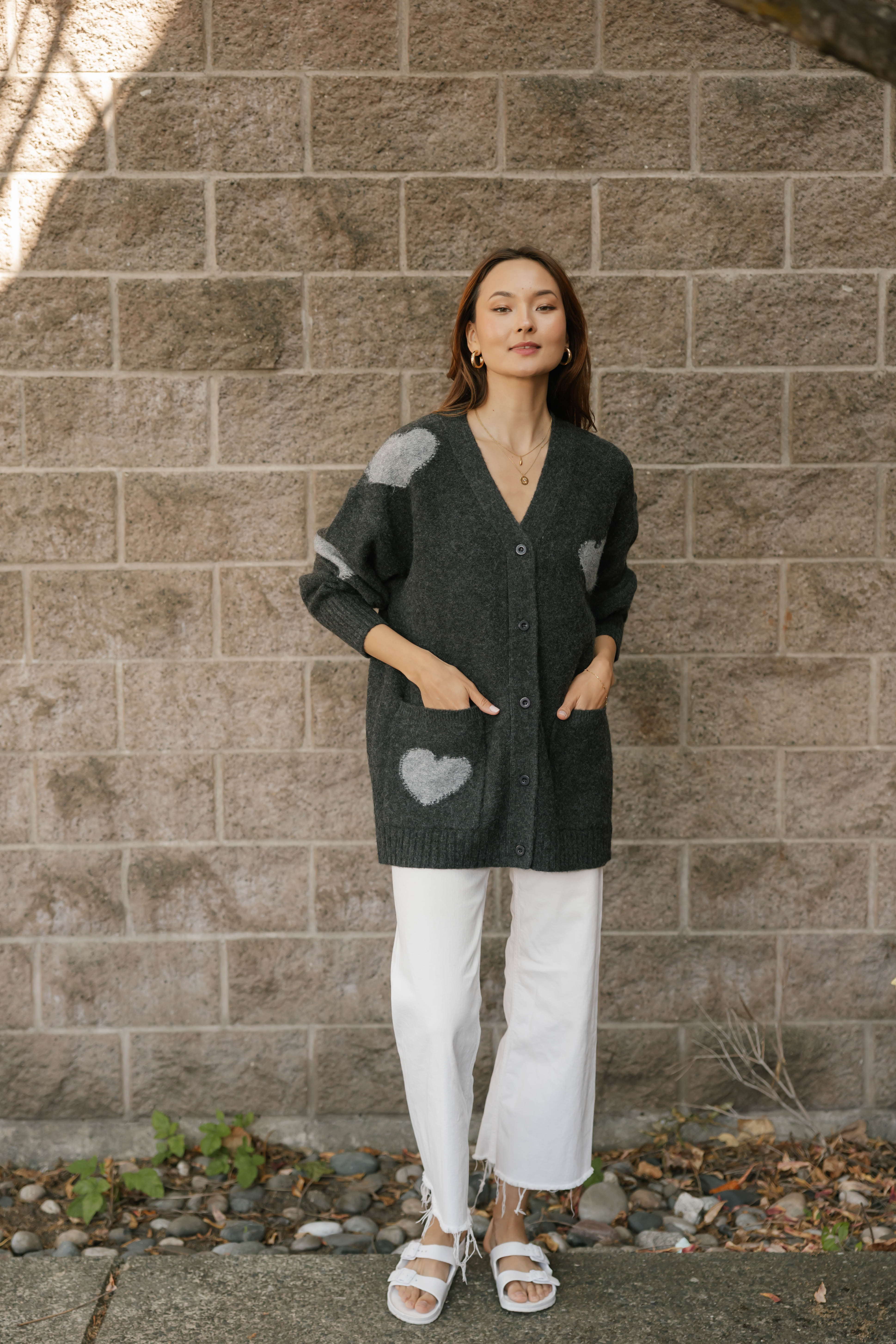 Adora Cardigan in Dark Charcoal/Grey Combo