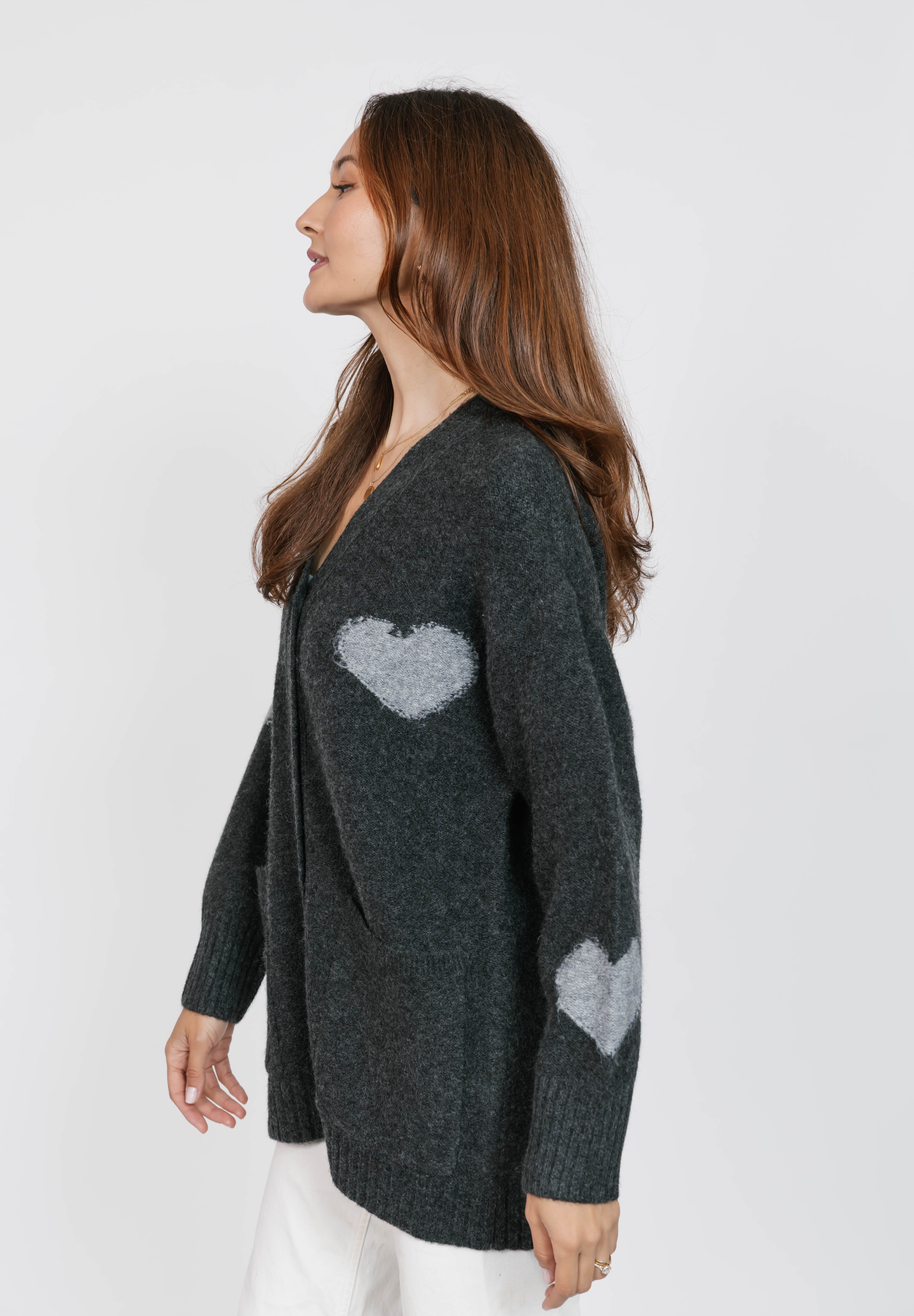 Adora Cardigan in Dark Charcoal/Grey Combo