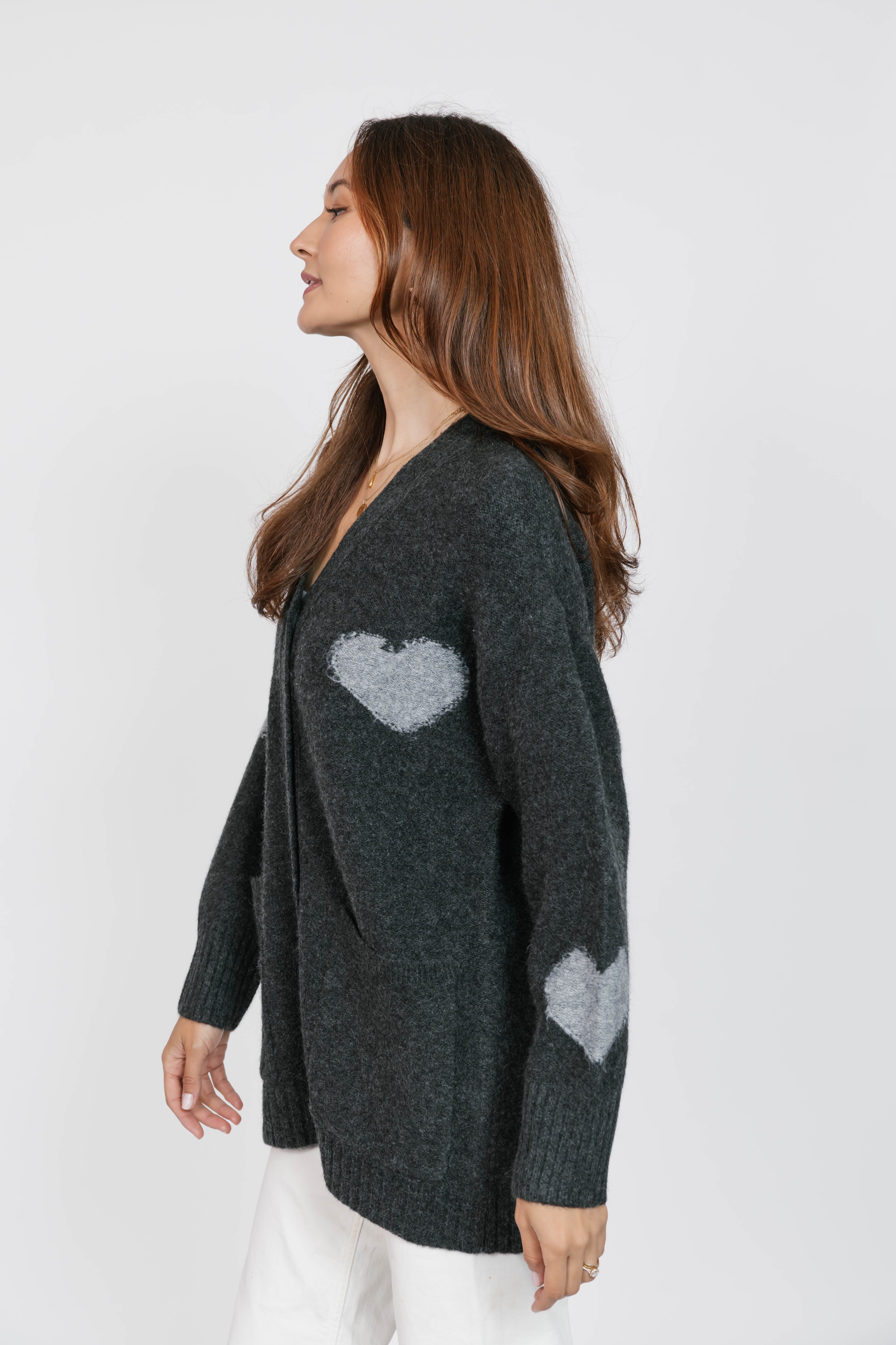 Adora Cardigan in Dark Charcoal/Grey Combo
