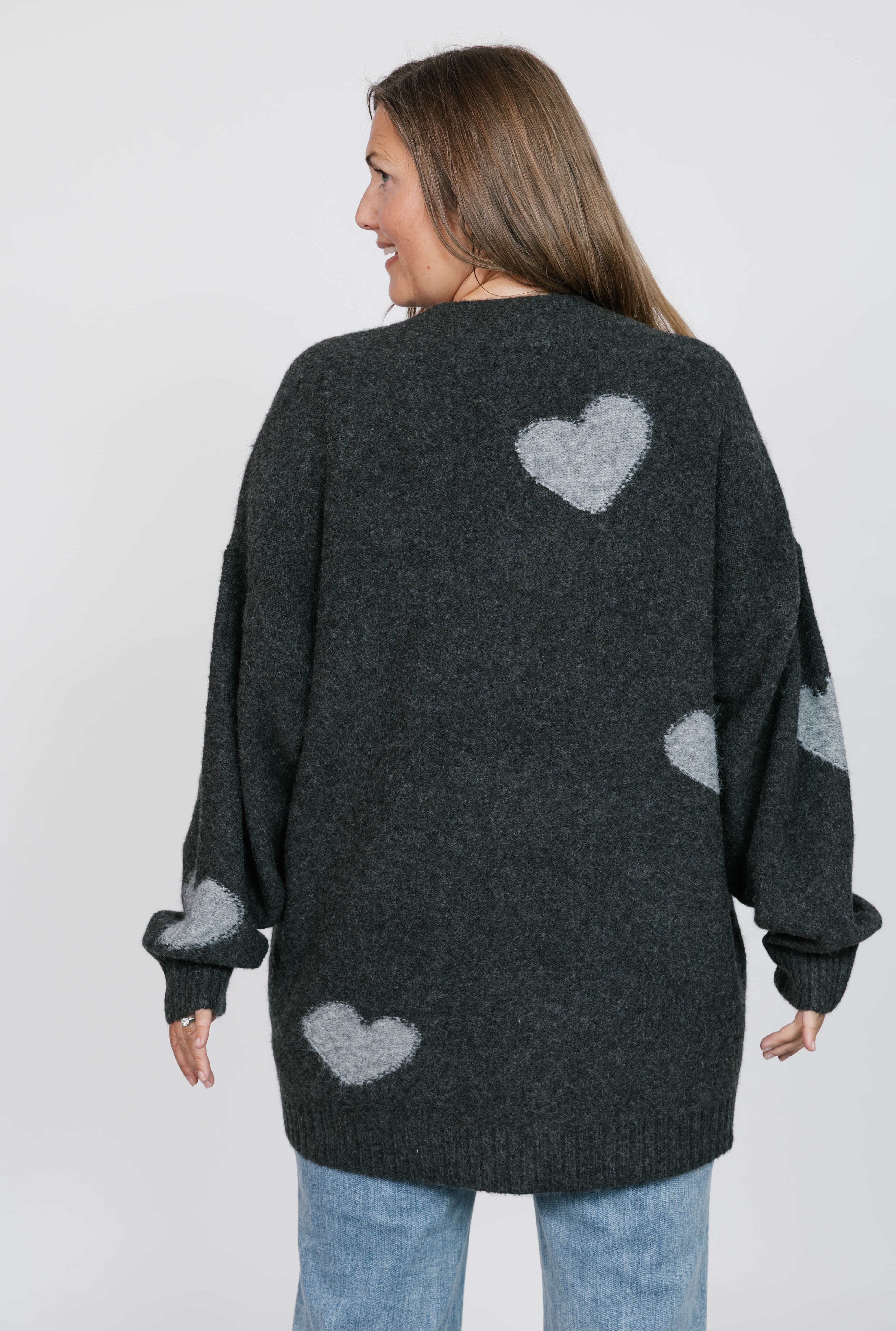 Adora Cardigan in Dark Charcoal/Grey Combo
