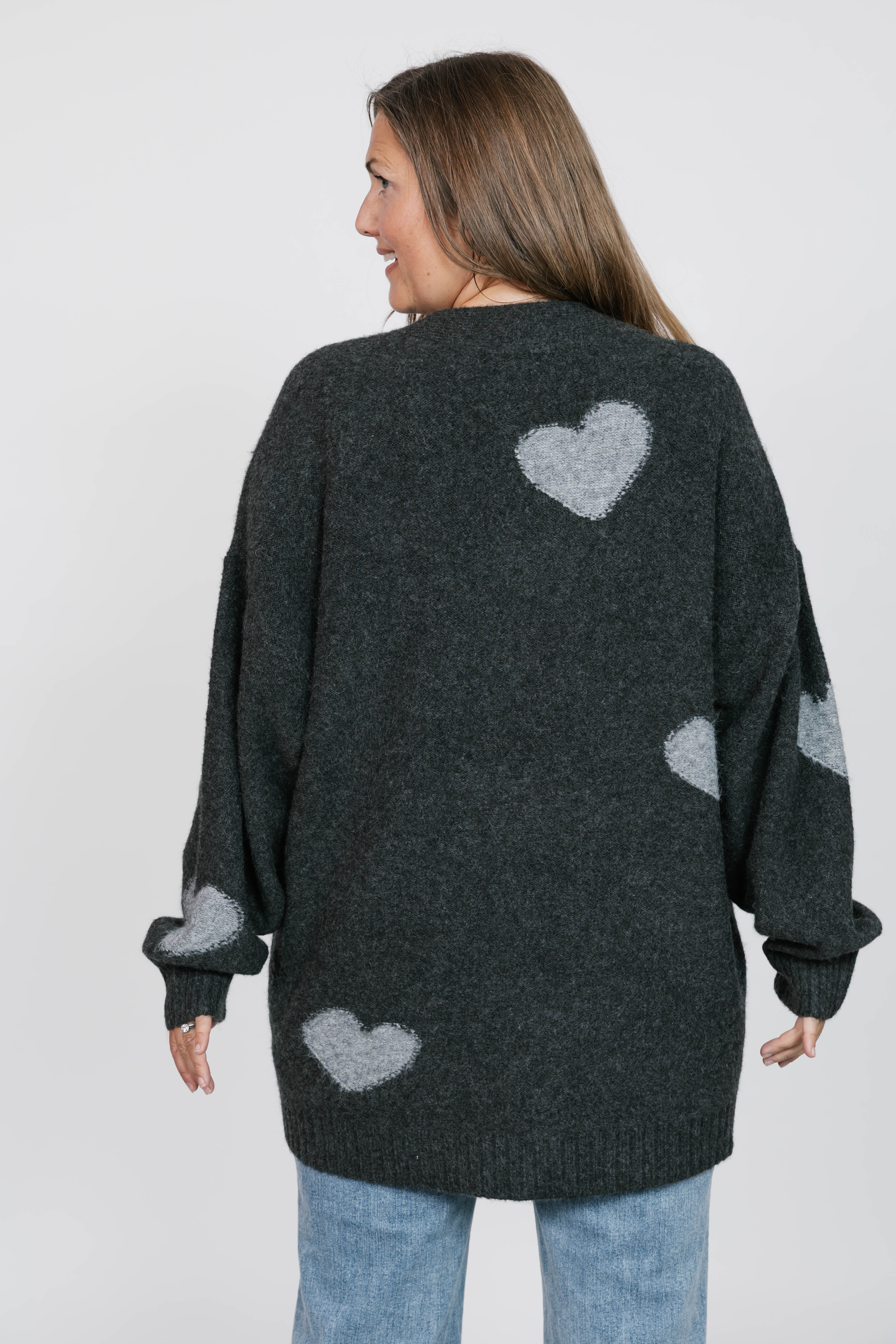 Adora Cardigan in Dark Charcoal/Grey Combo