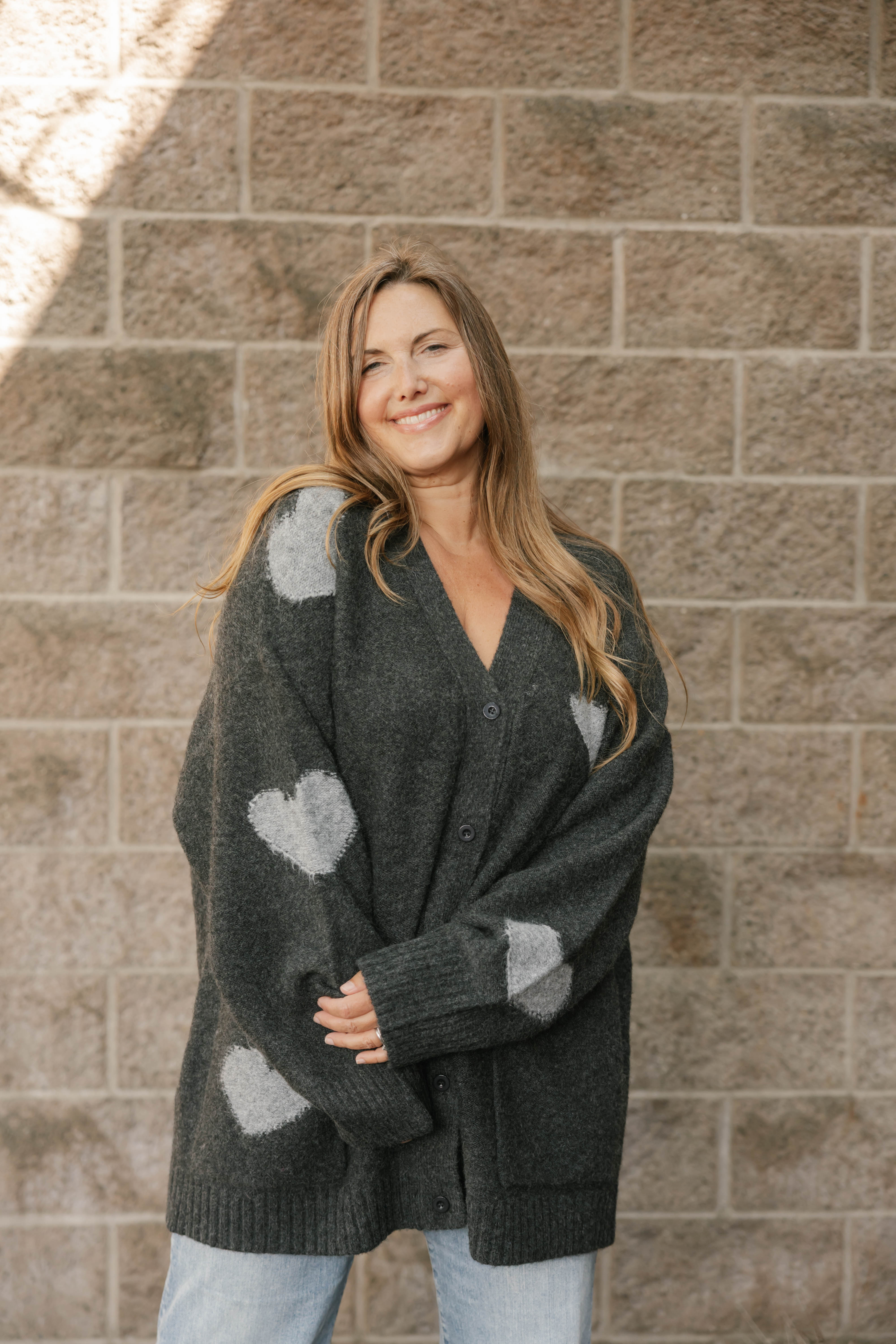 Adora Cardigan in Dark Charcoal/Grey Combo