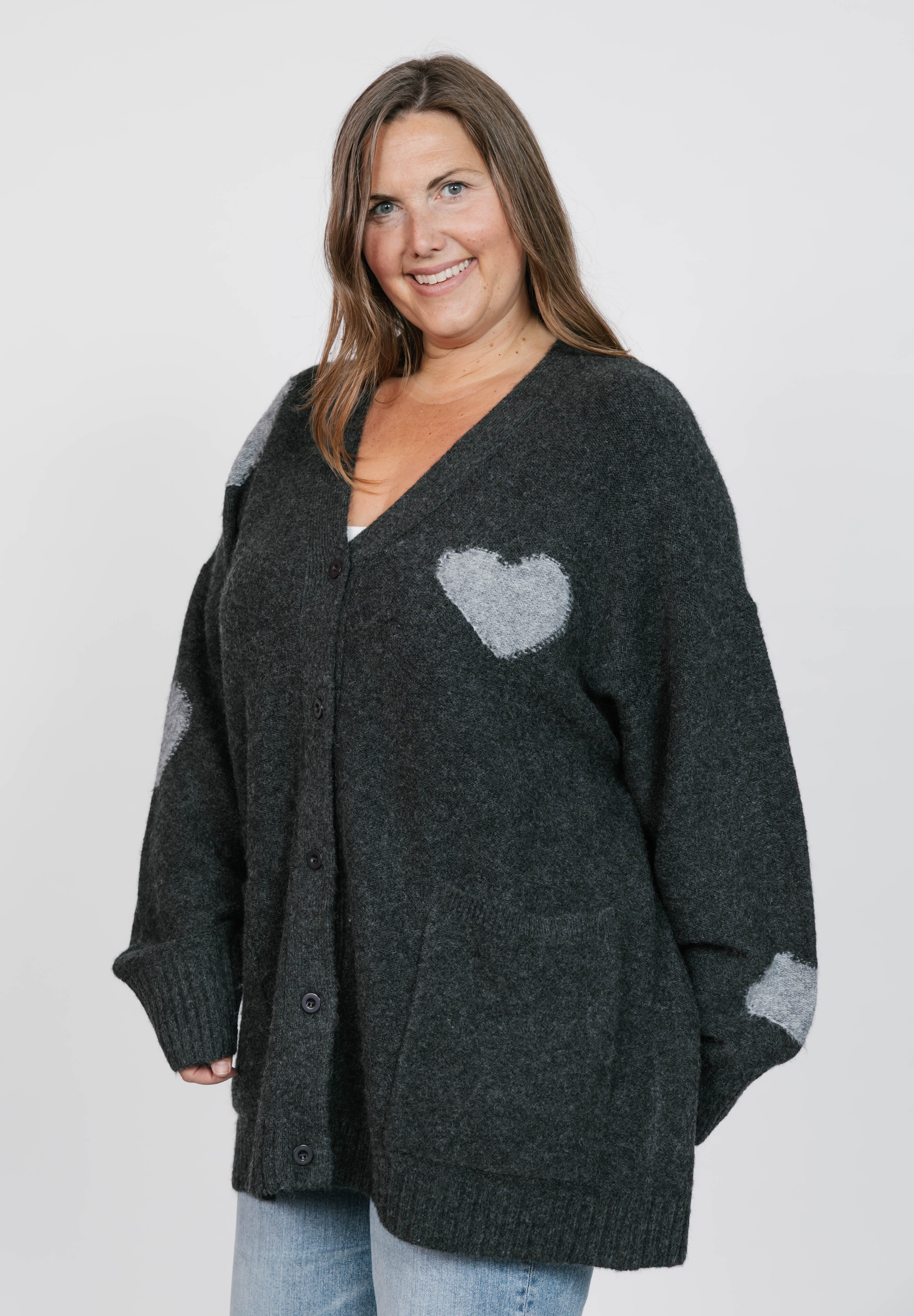 Adora Cardigan in Dark Charcoal/Grey Combo