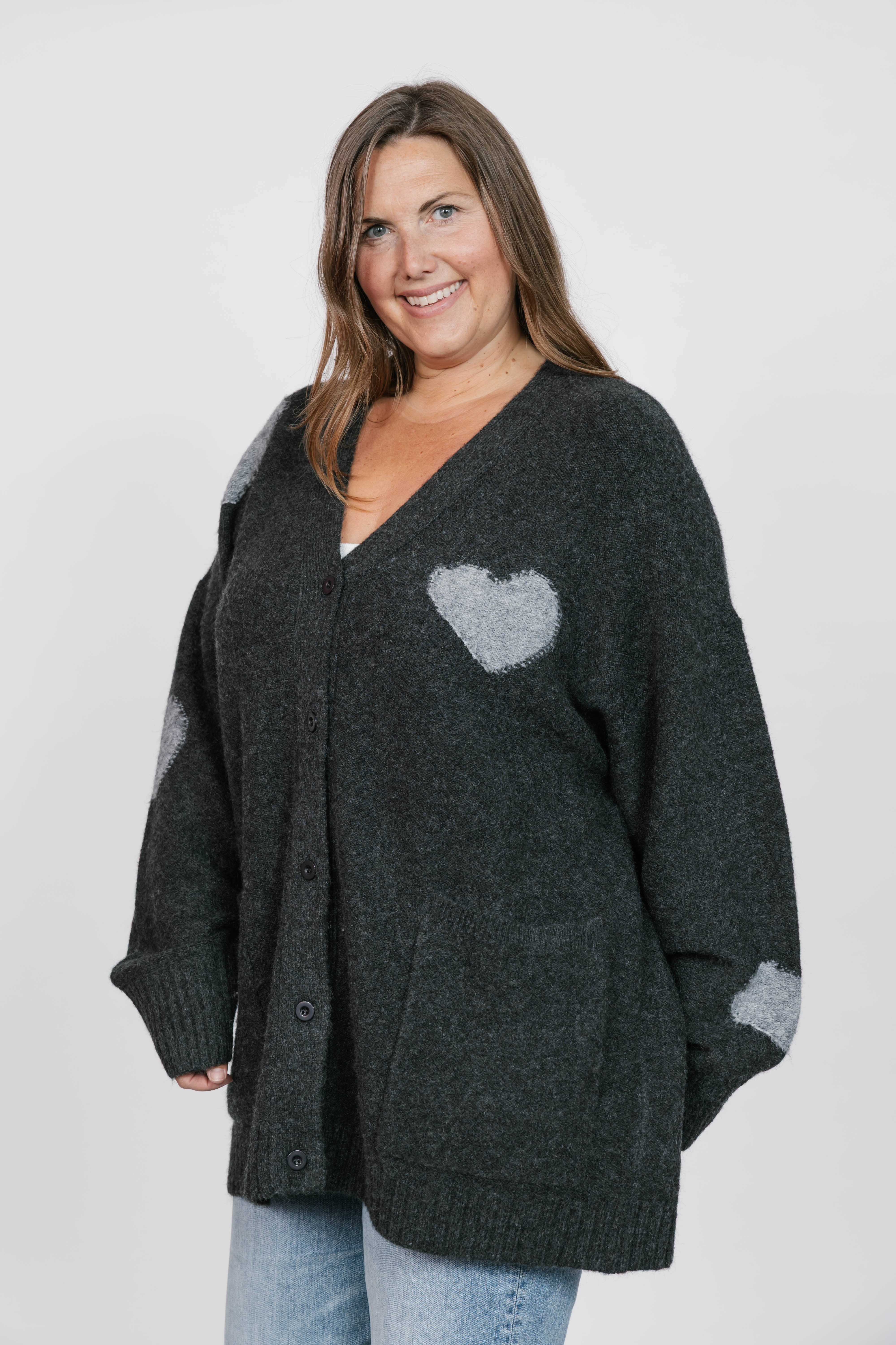 Adora Cardigan in Dark Charcoal/Grey Combo