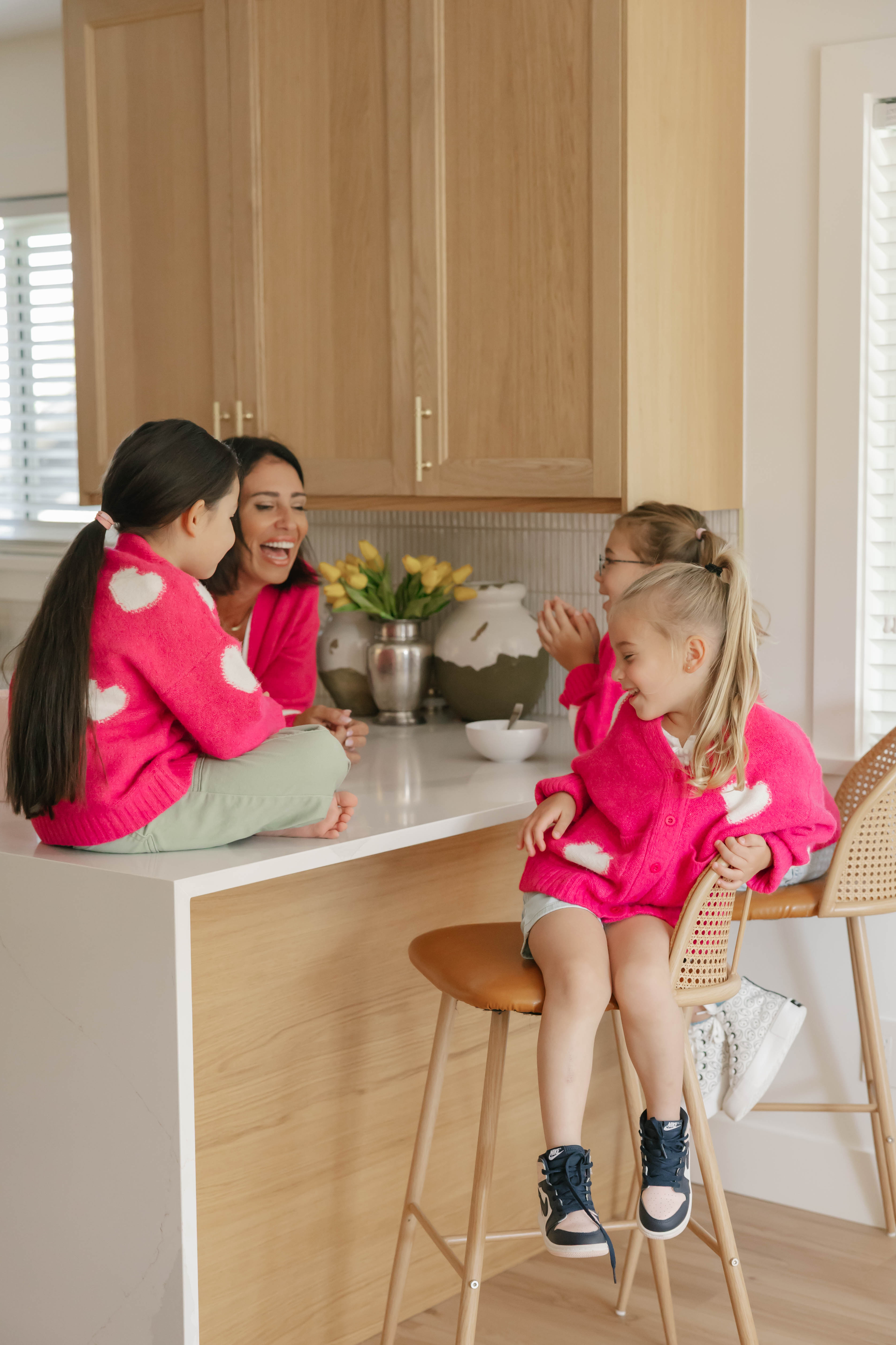 Kids Adora Cardigan in Raspberry/Cream Combo