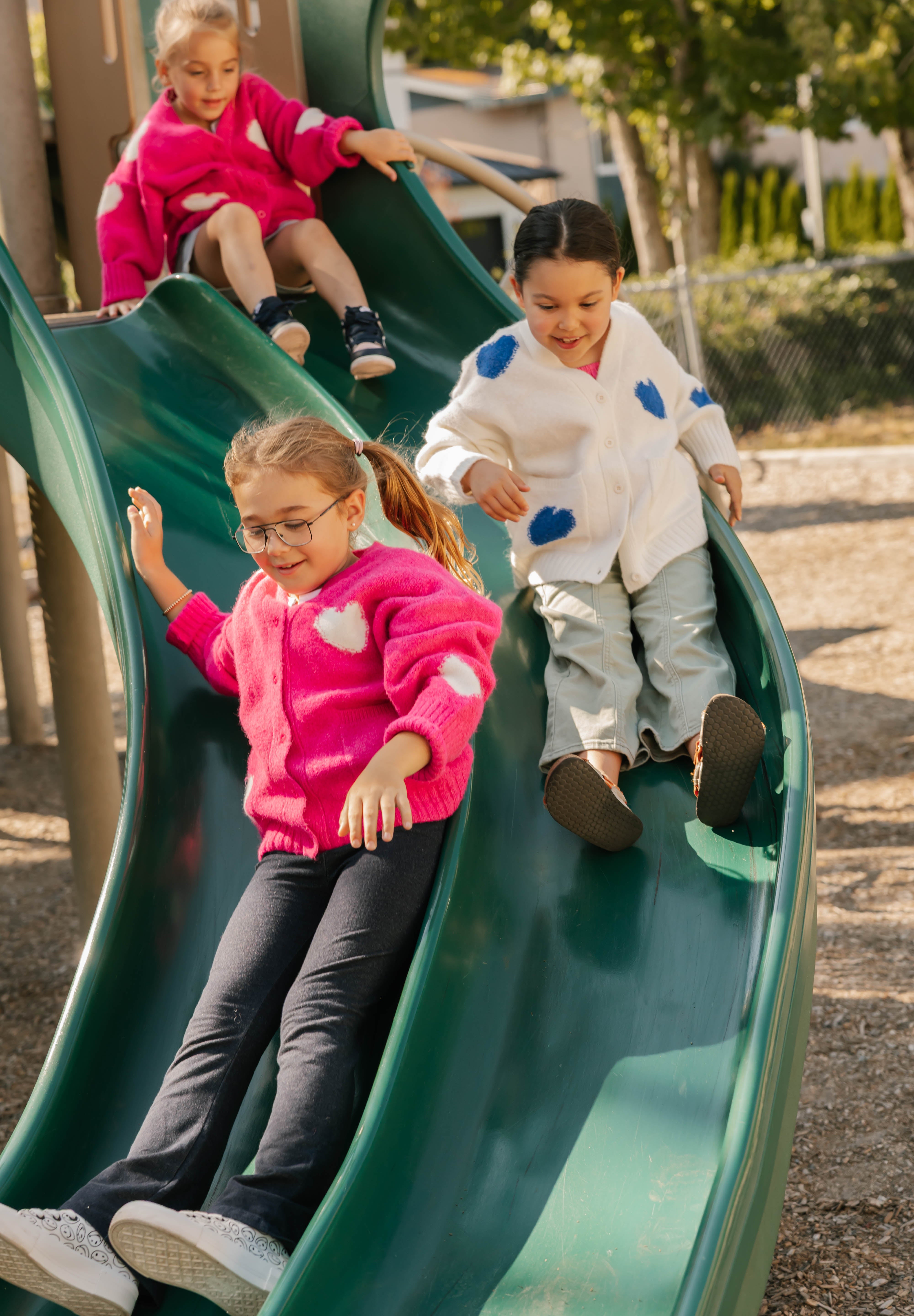 Kids Adora Cardigan in Raspberry/Cream Combo