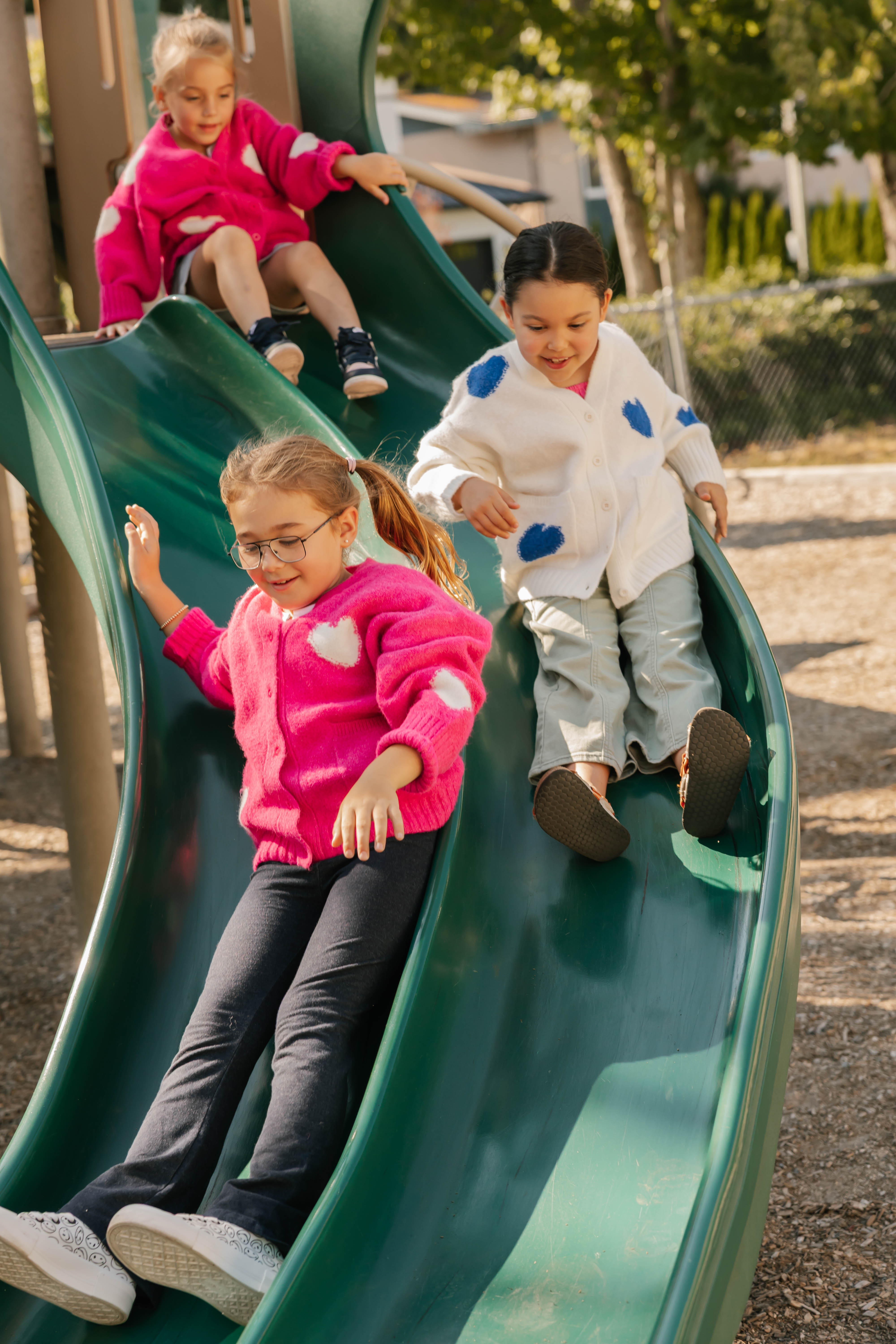 Kids Adora Cardigan in Raspberry/Cream Combo