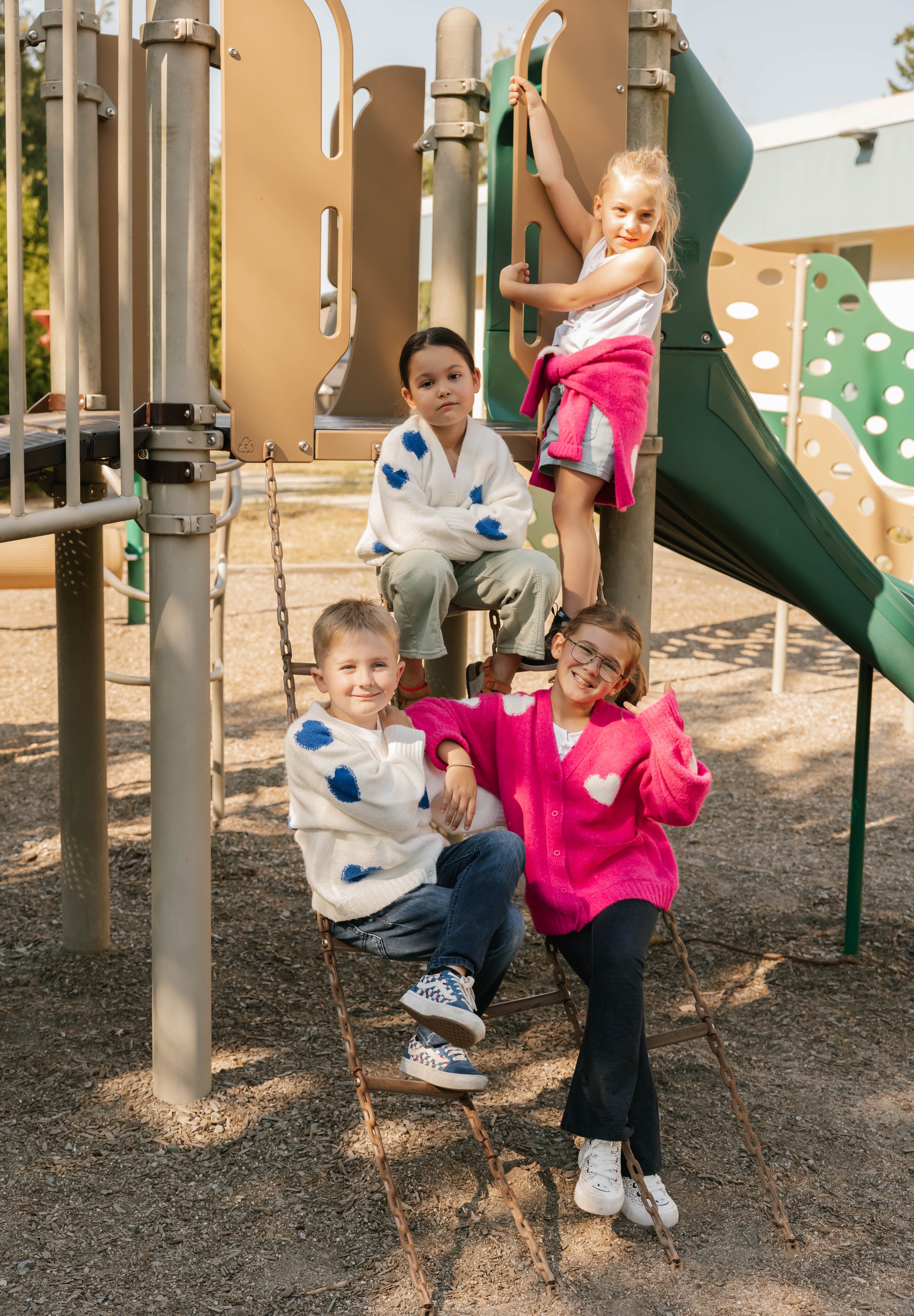 Kids Adora Cardigan in Raspberry/Cream Combo