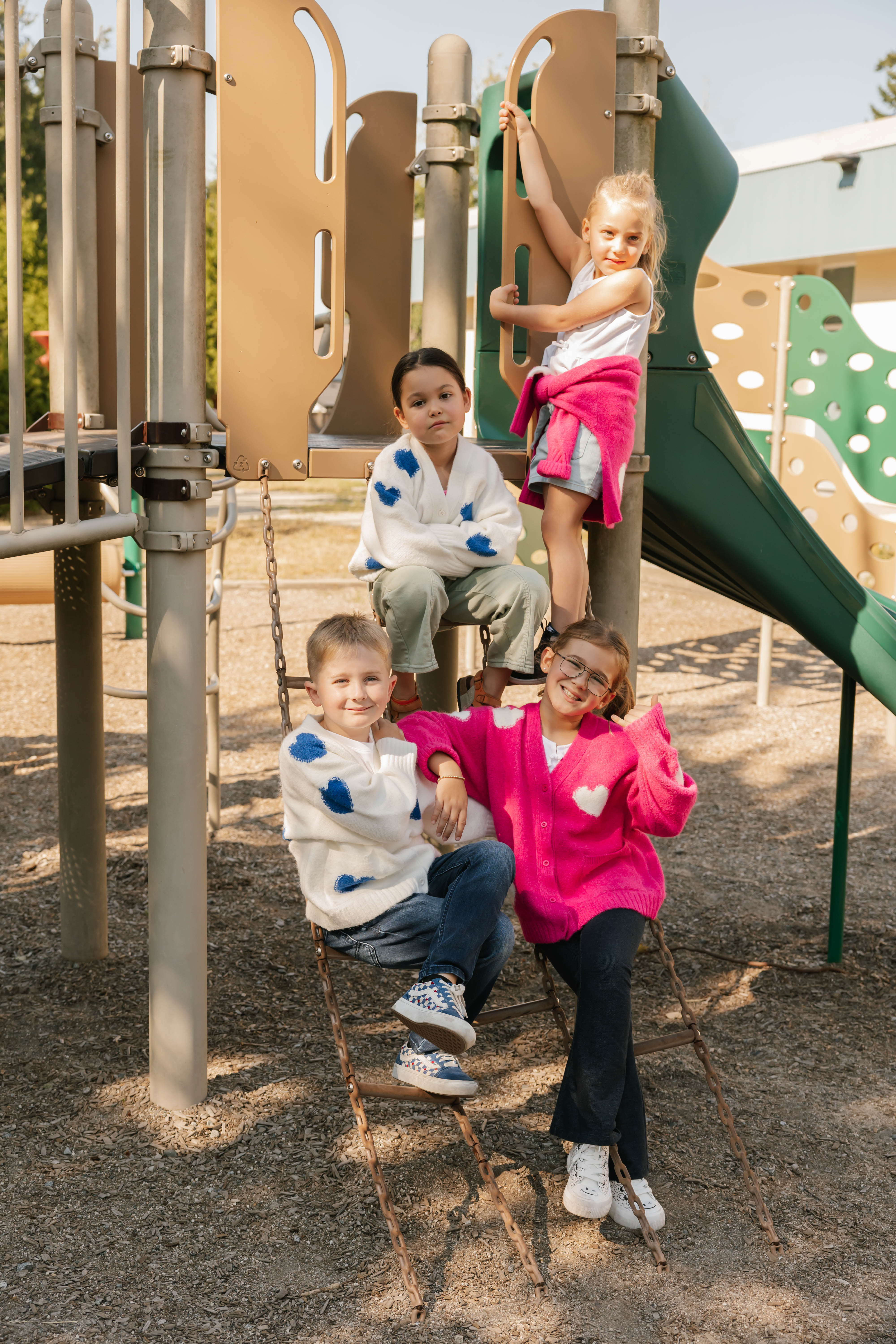 Kids Adora Cardigan in Raspberry/Cream Combo