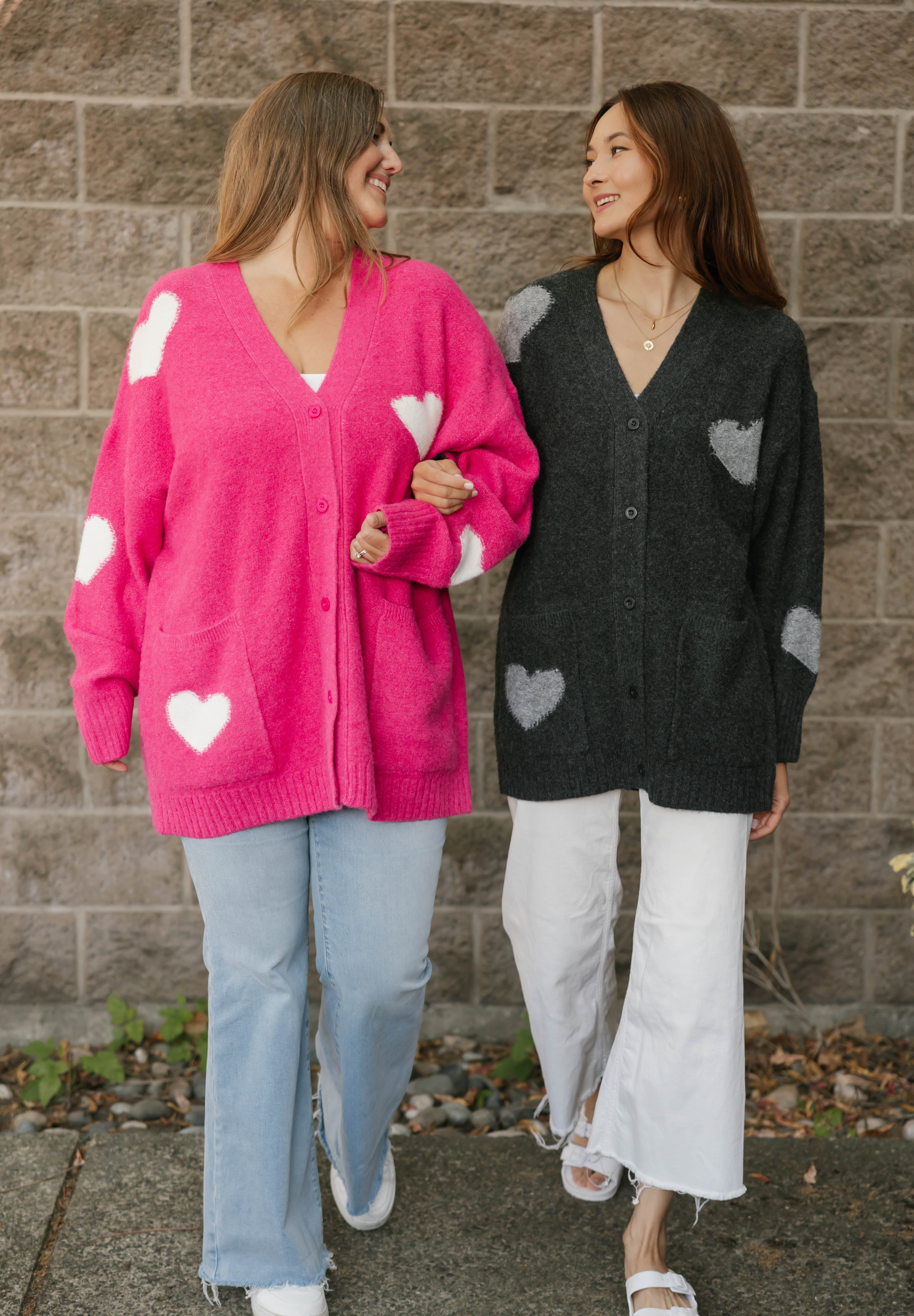 Adora Cardigan in Dark Charcoal/Grey Combo