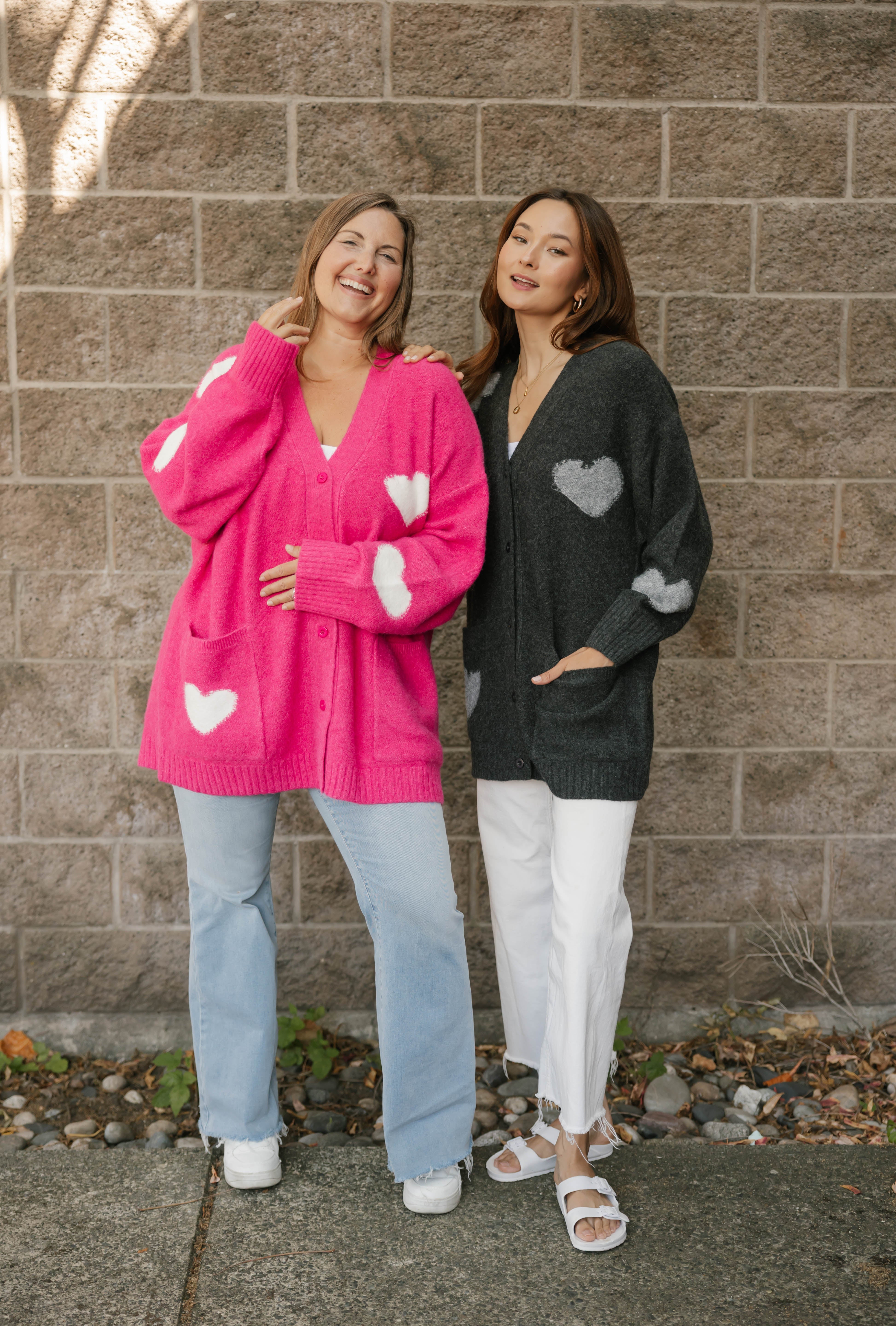 Adora Cardigan in Raspberry/Cream Combo