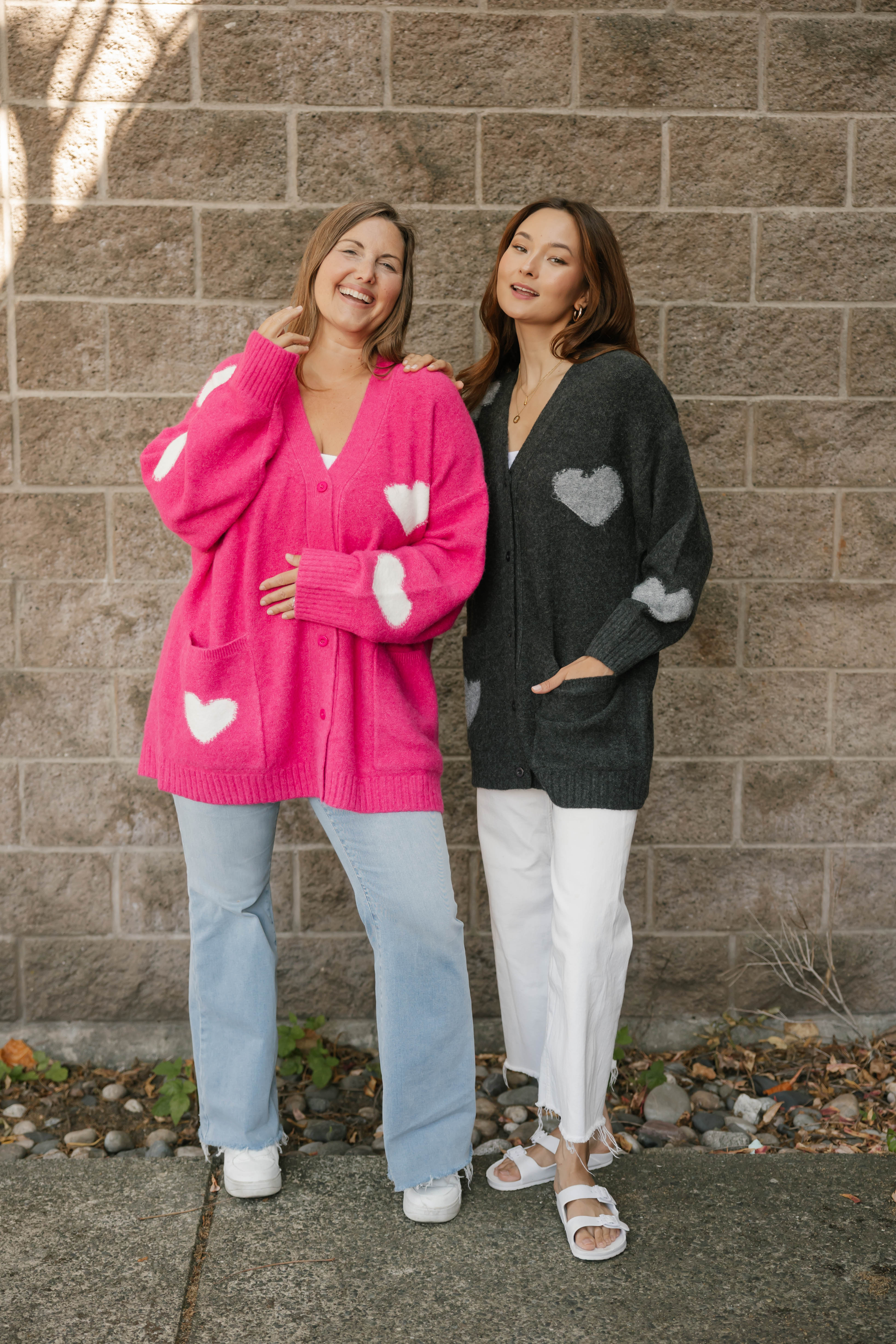 Adora Cardigan in Raspberry/Cream Combo