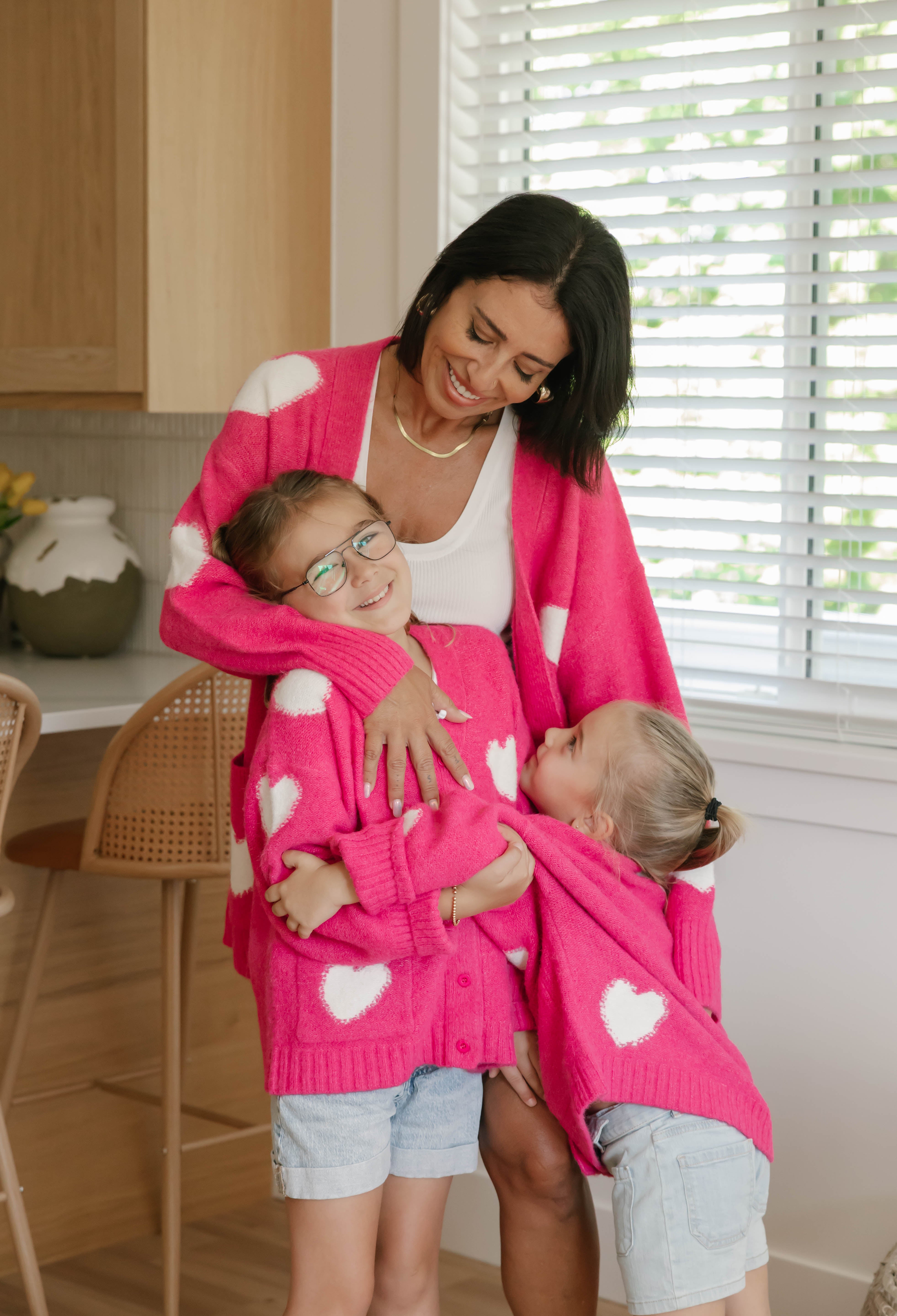 Adora Cardigan in Raspberry/Cream Combo