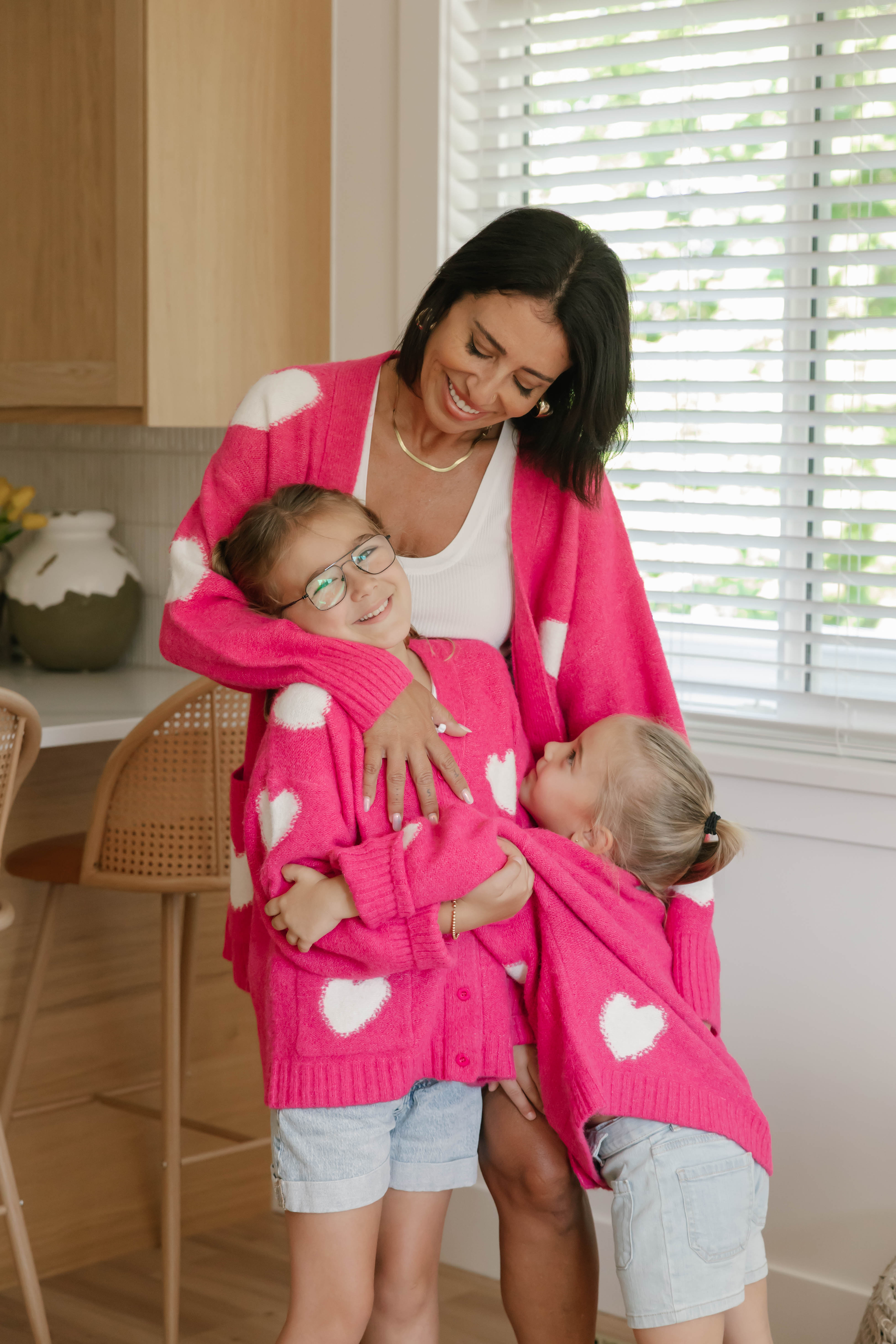 Adora Cardigan in Raspberry/Cream Combo