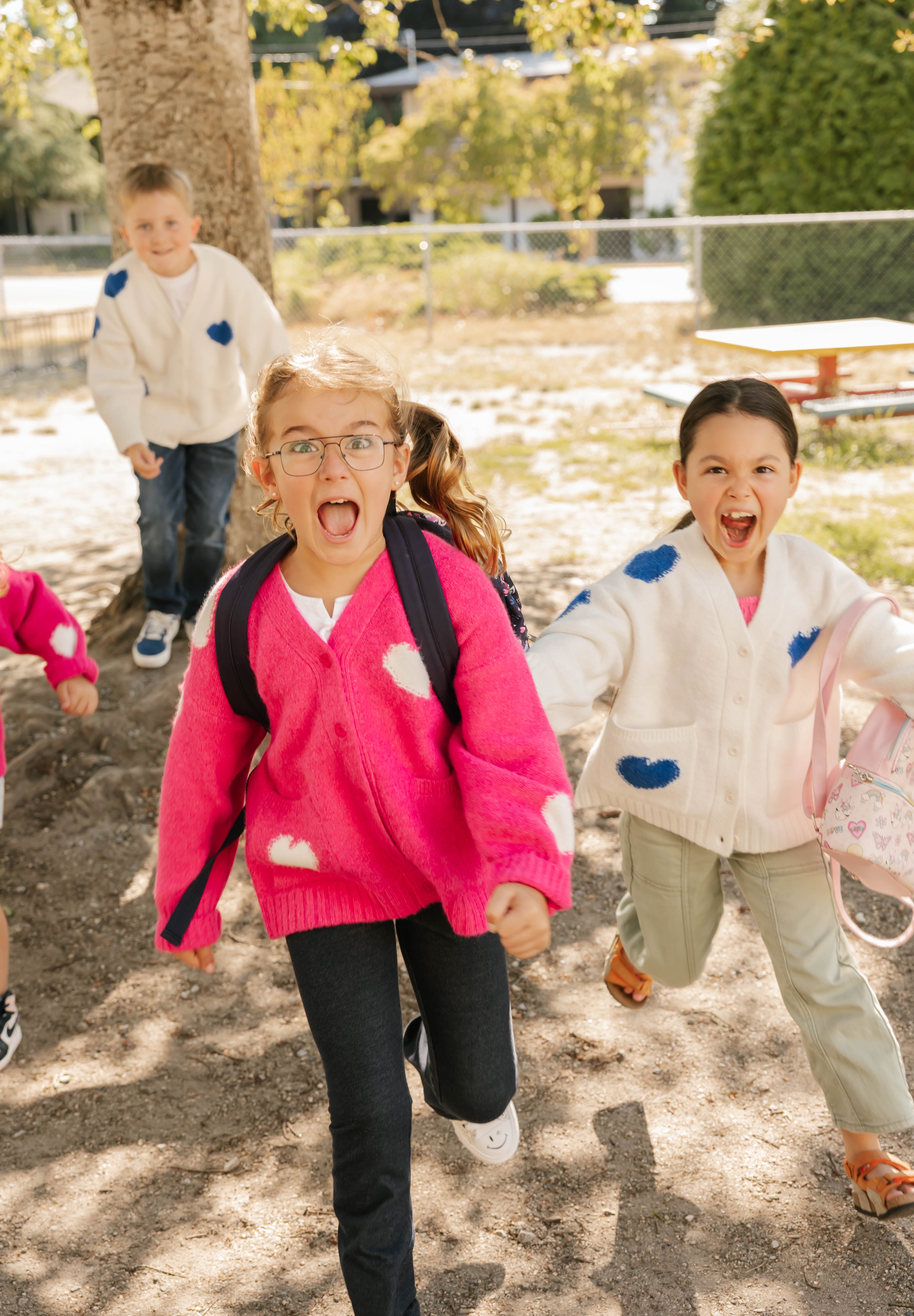 Kids Adora Cardigan in Cream/Blue Combo