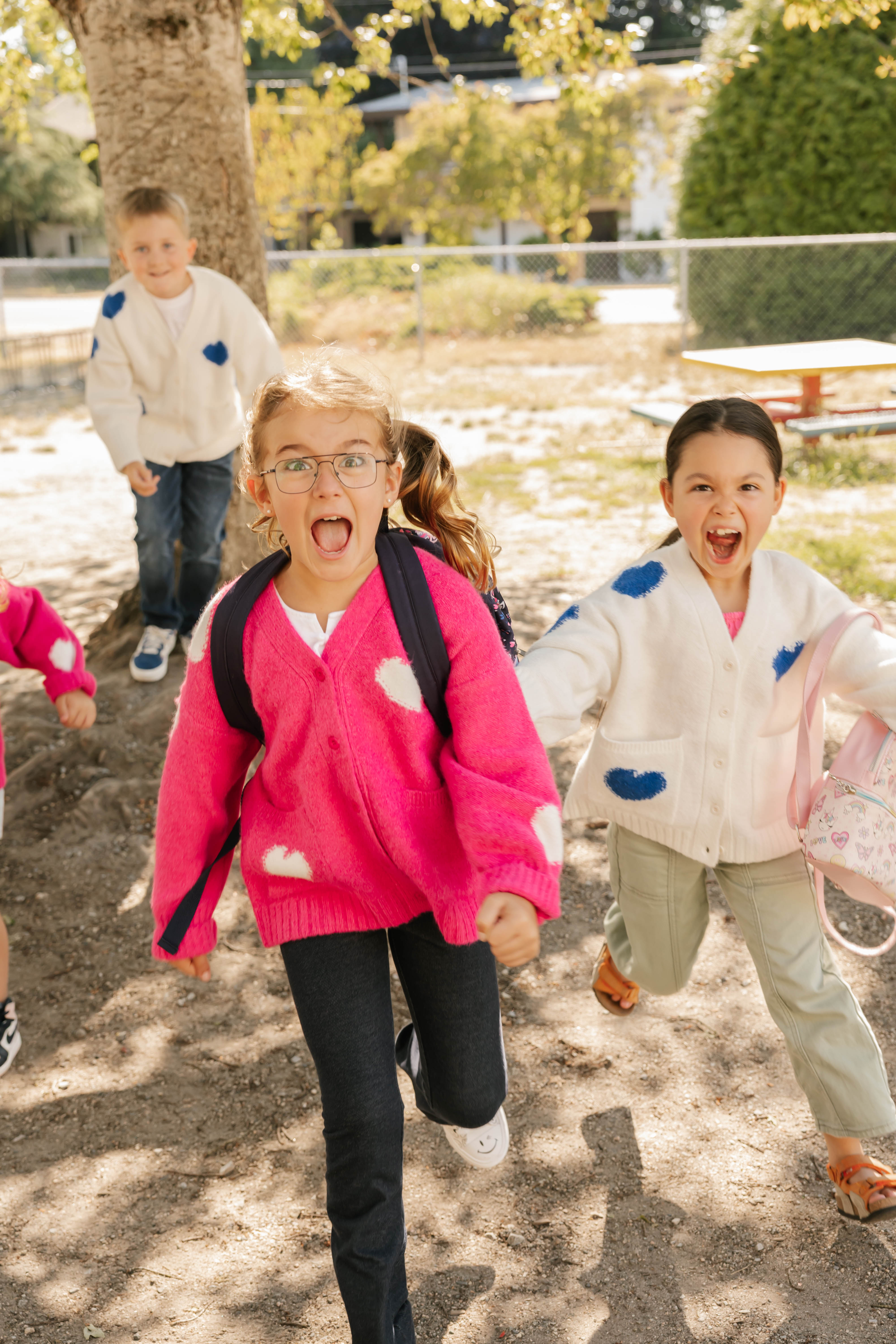 Kids Adora Cardigan in Cream/Blue Combo