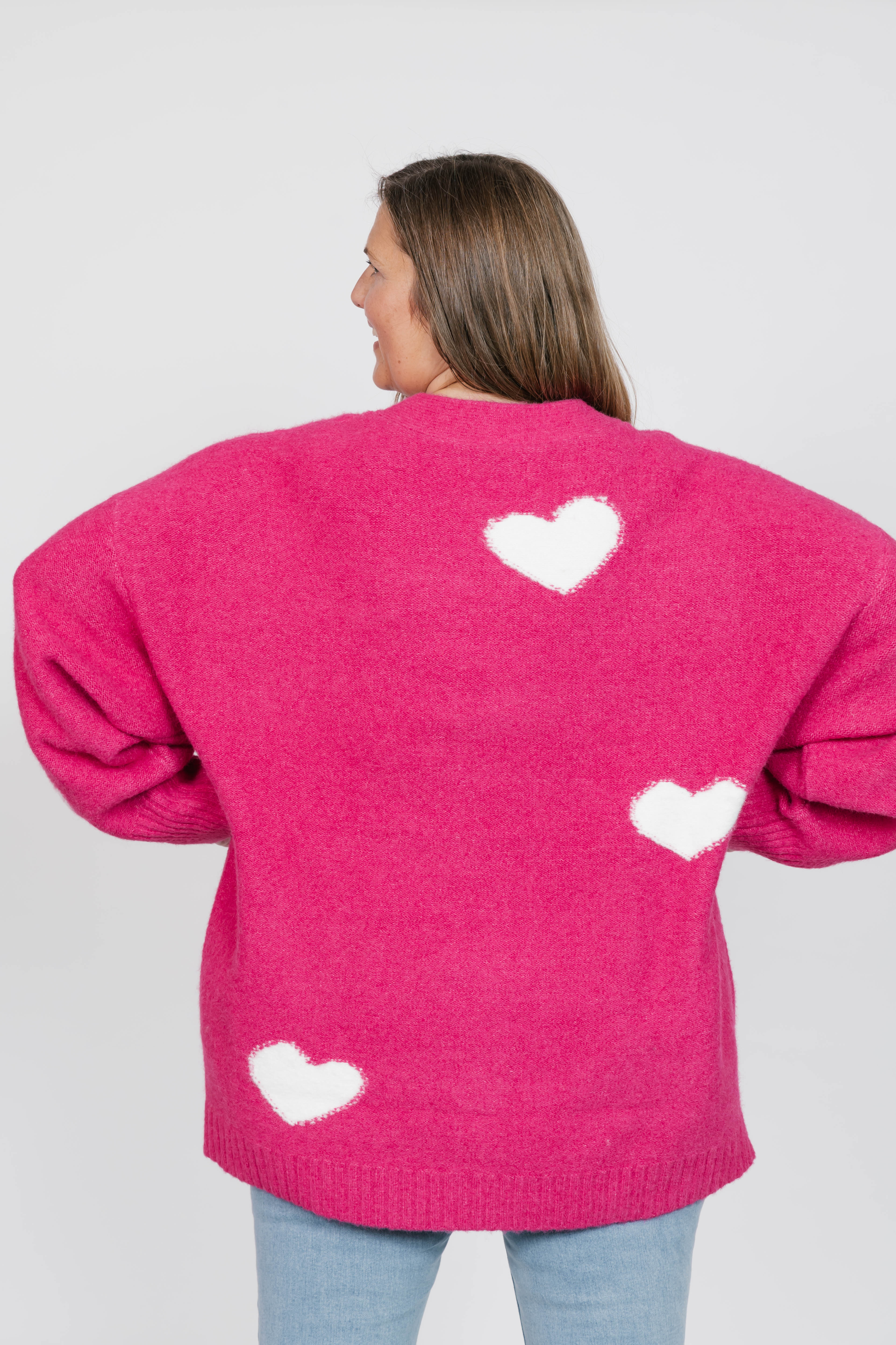 Adora Cardigan in Raspberry/Cream Combo