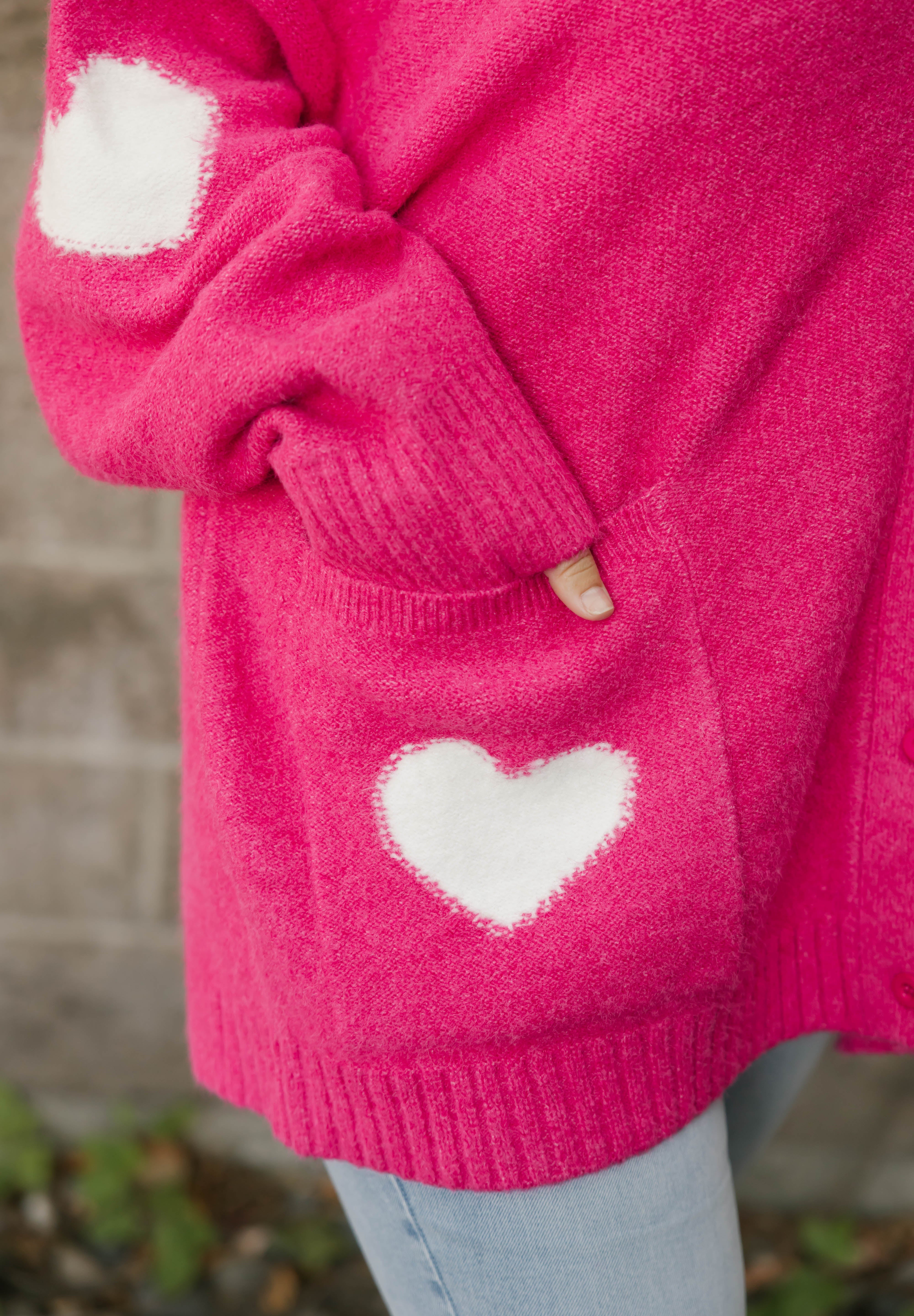 Adora Cardigan in Raspberry/Cream Combo