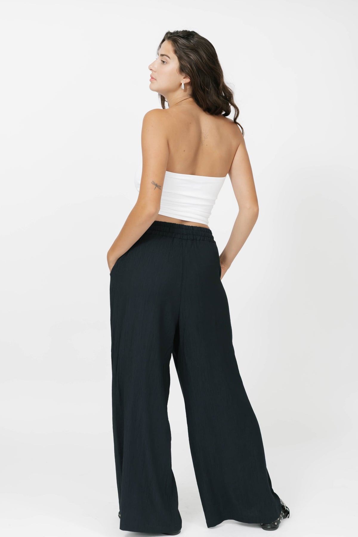 Alicia Plisse Pants in Soft Black