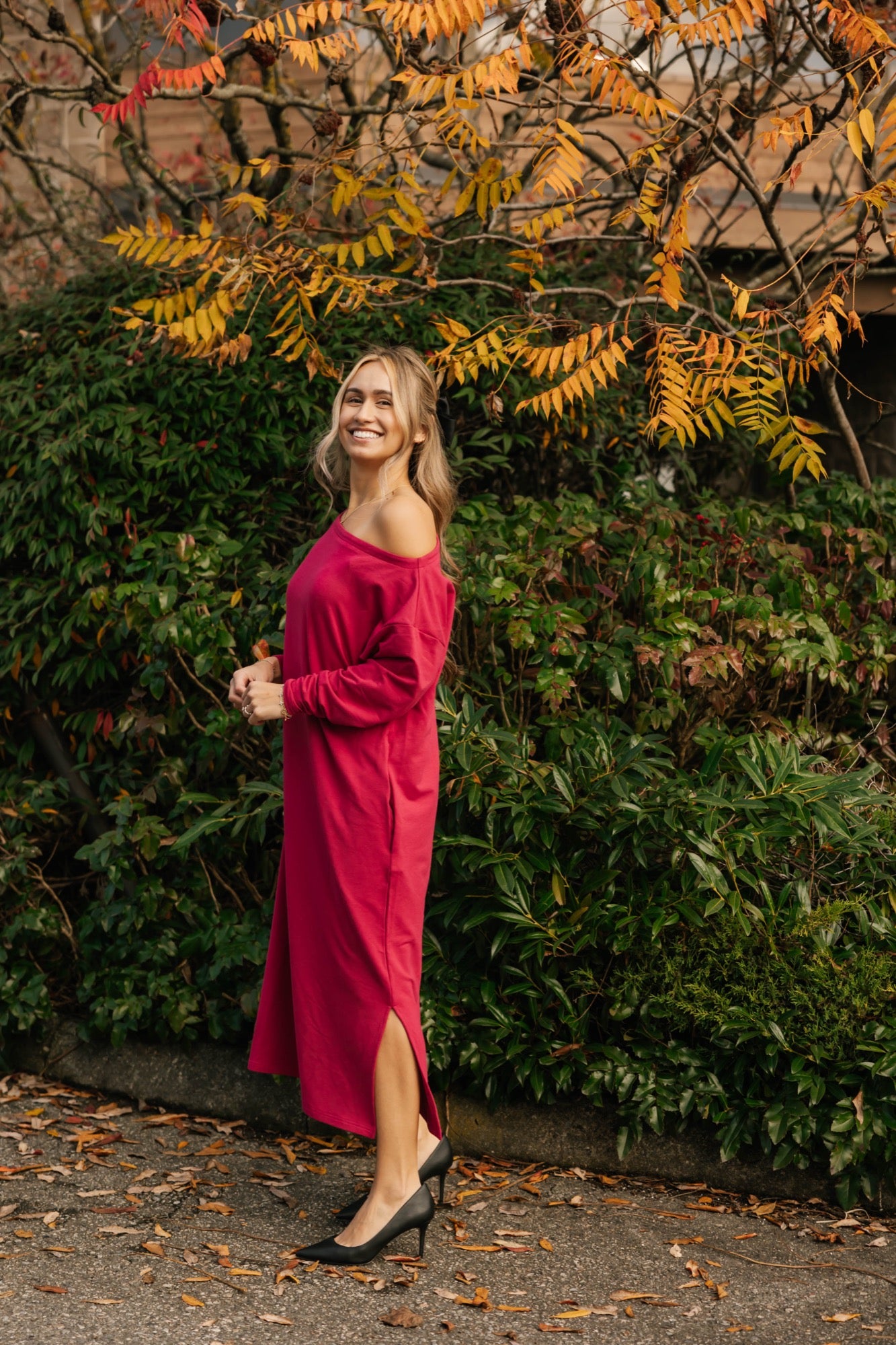 All Day Midi Dress in Berry