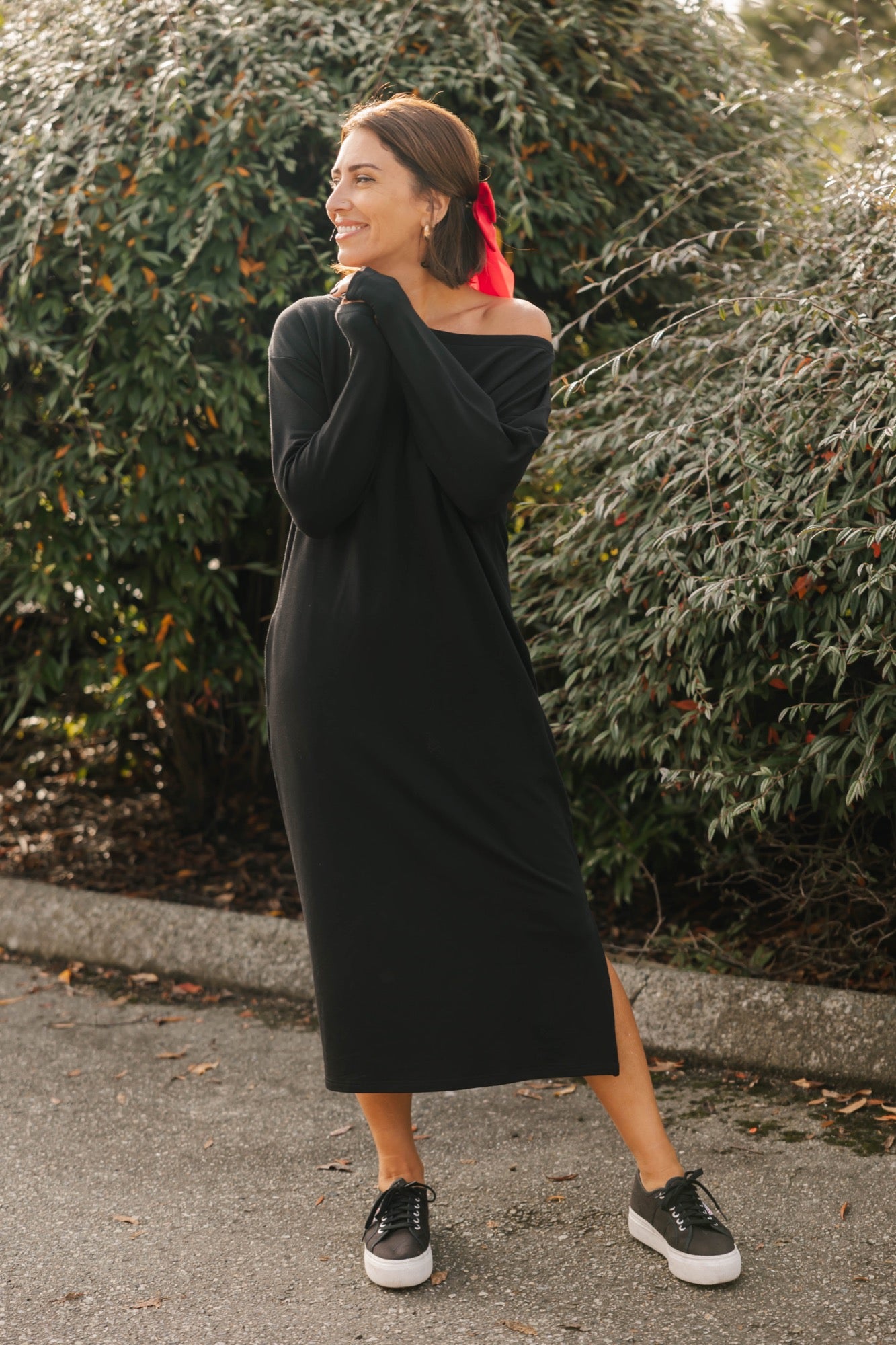 All Day Midi Dress in Midnight Black