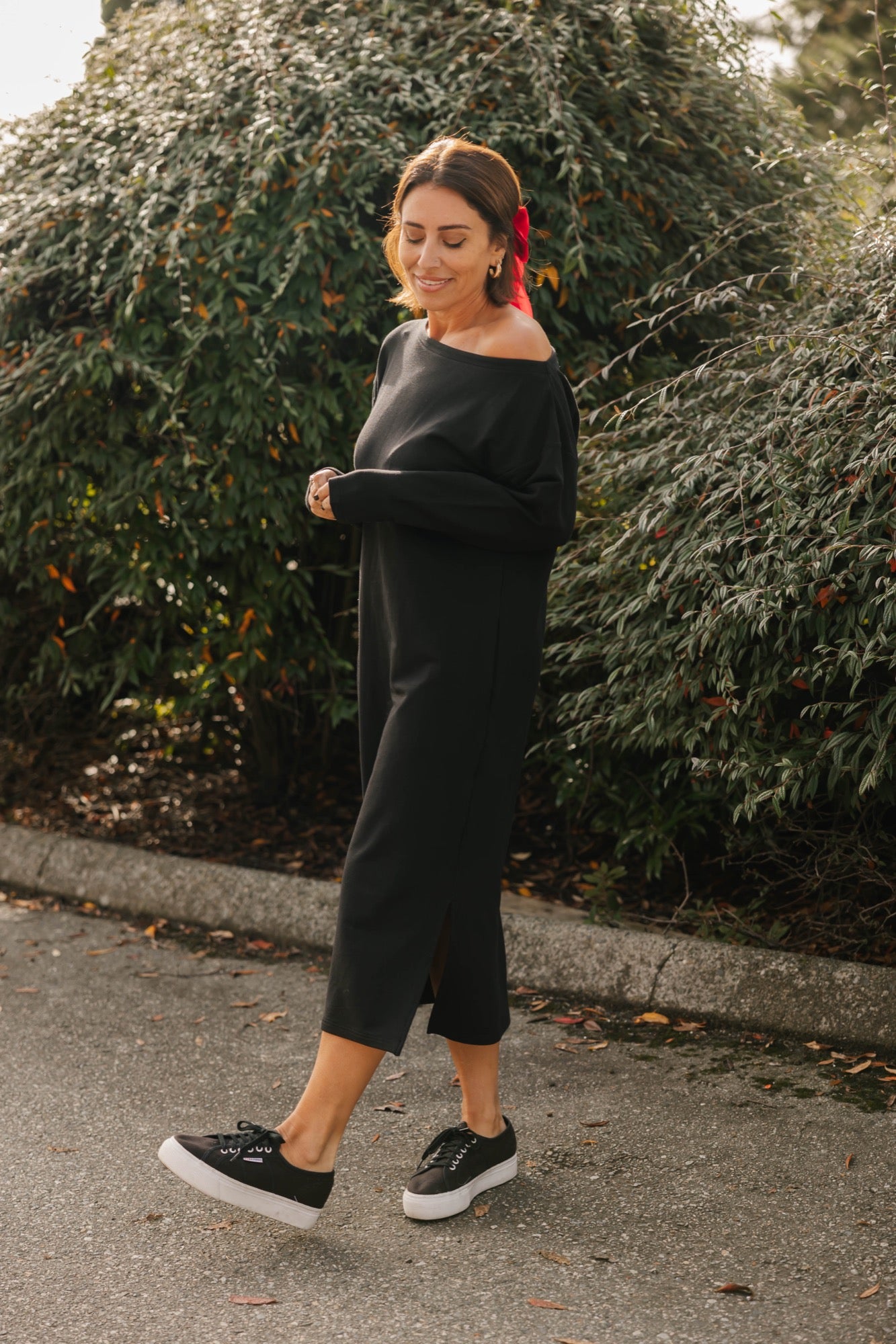 All Day Midi Dress in Midnight Black