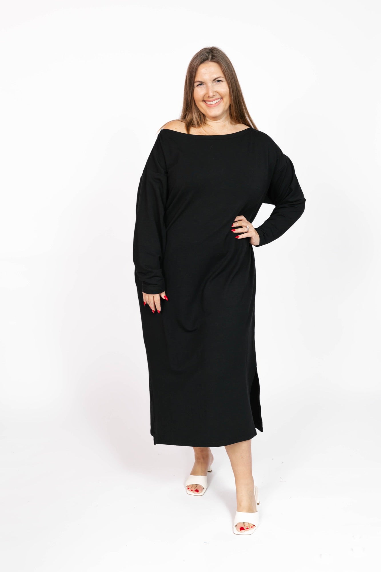 All Day Midi Dress in Midnight Black