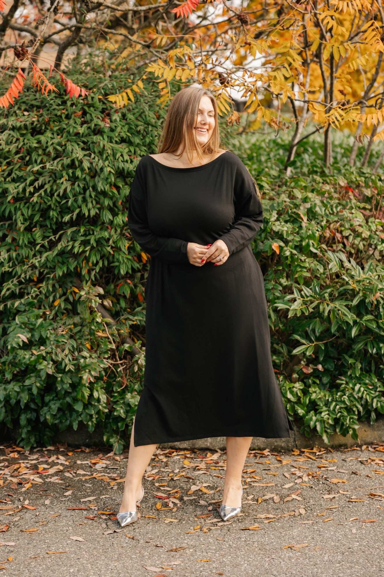 All Day Midi Dress in Midnight Black