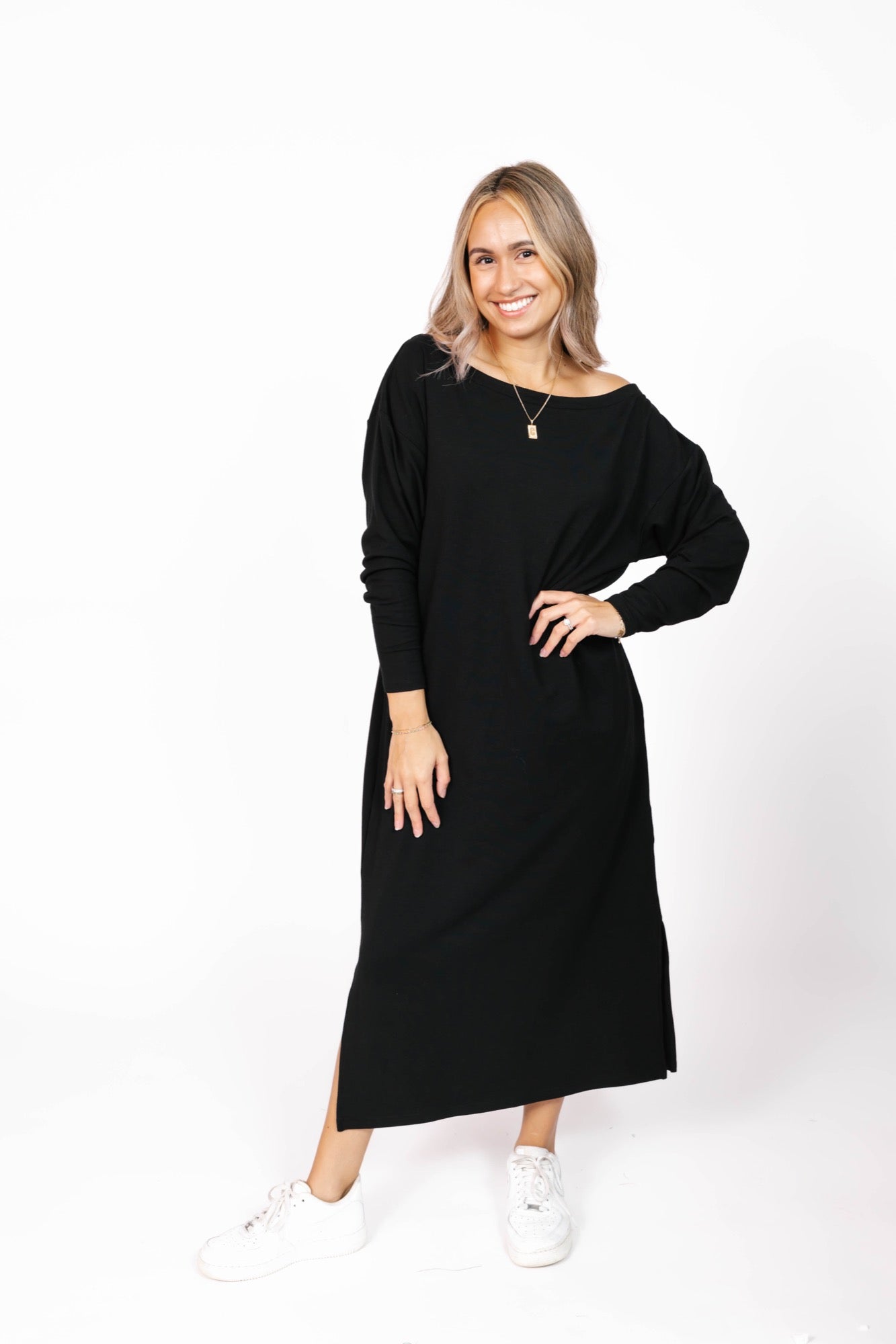 All Day Midi Dress in Midnight Black