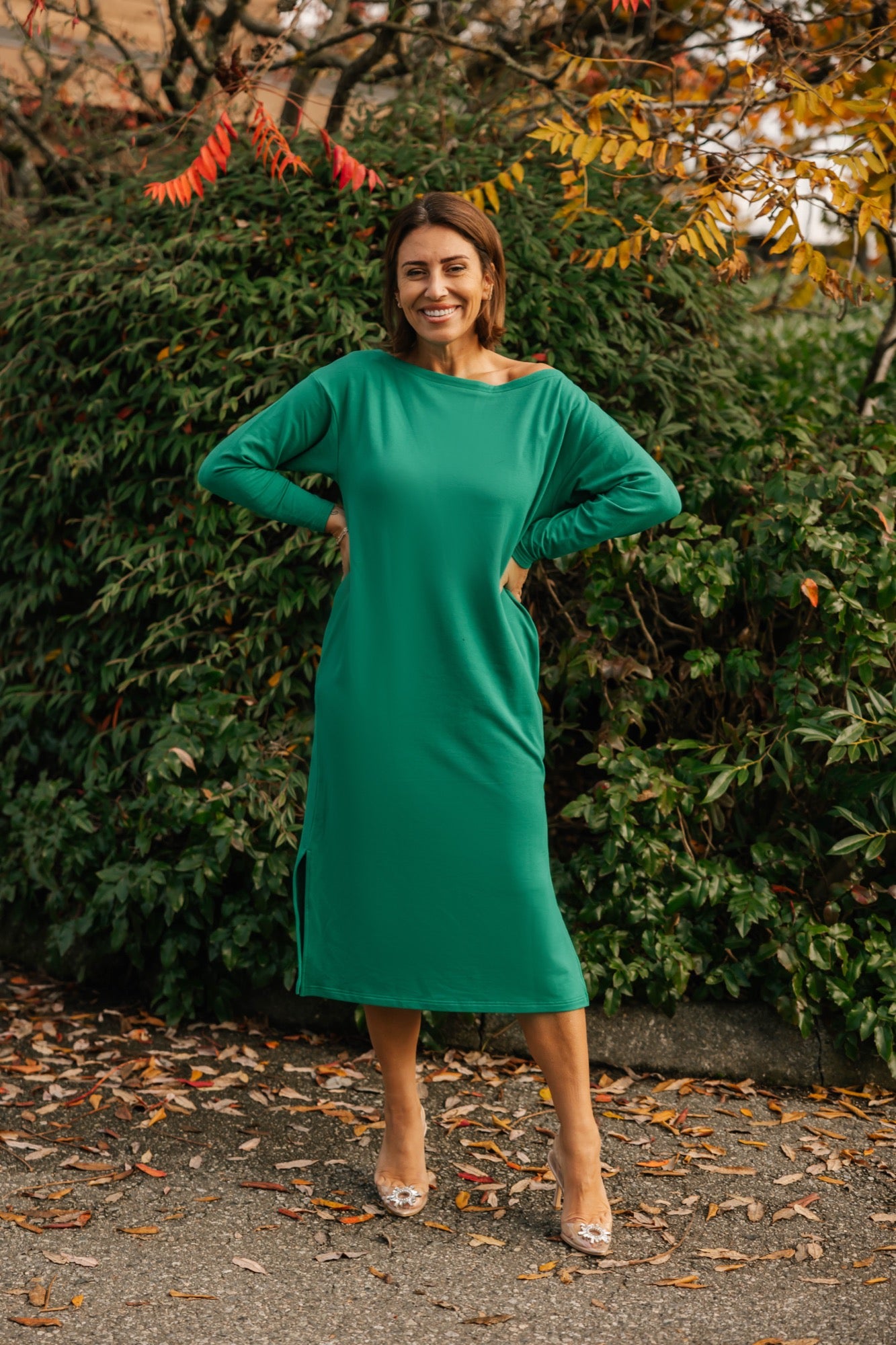 All Day Midi Dress in Holly Green