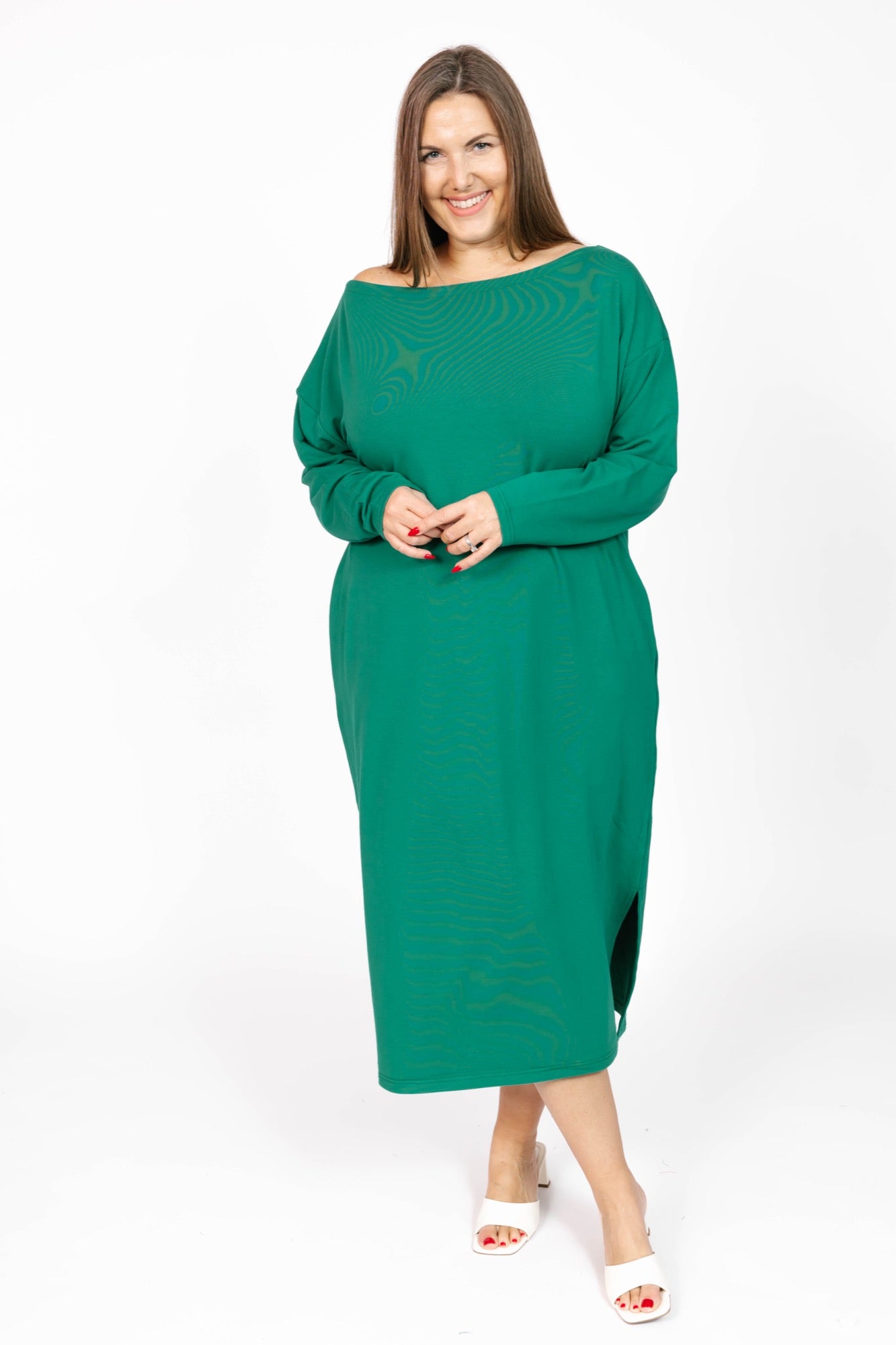 All Day Midi Dress in Holly Green